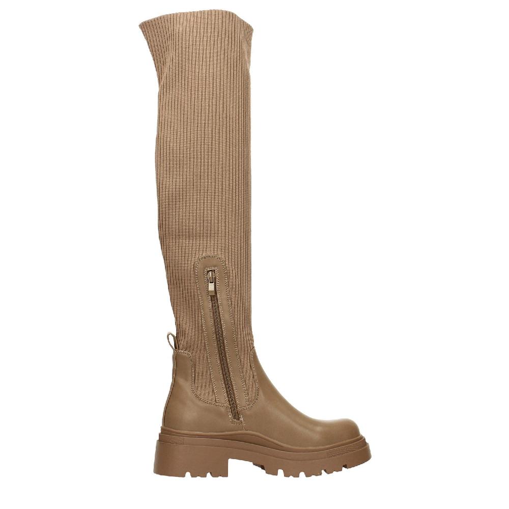 Tata Italia Stivali marroni con tomaia in tessuto elasticizzato. Tacco alto 5cm Vendita