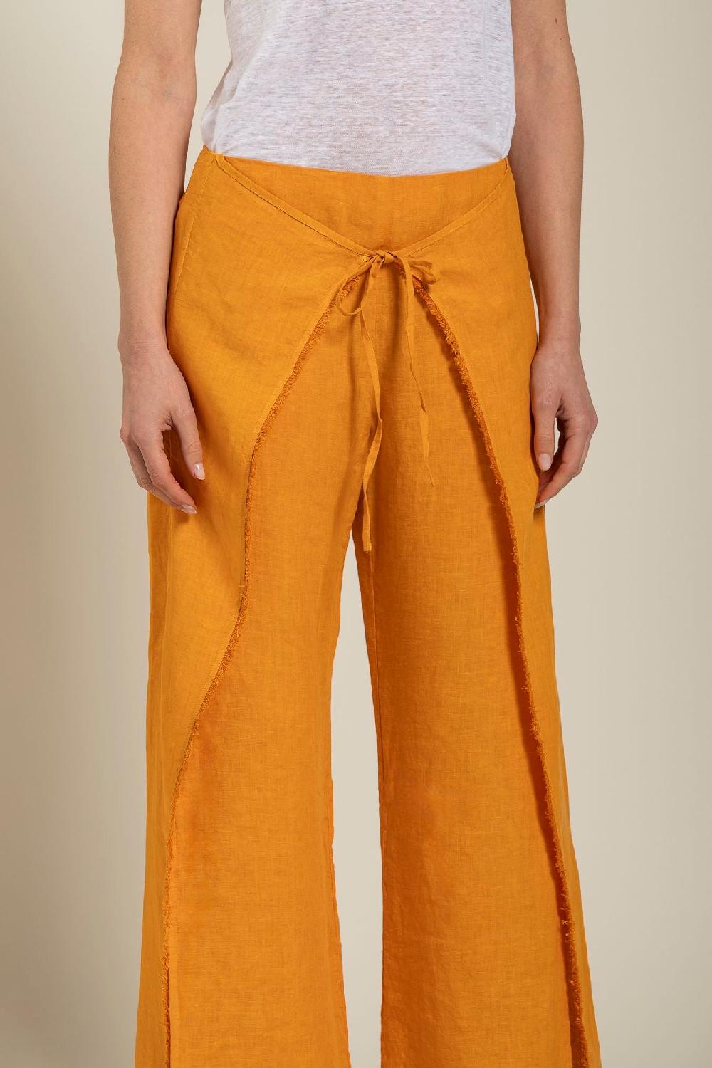 ﻿120% Lino Long Wrap Pant With Drawstring Consegna Veloce
