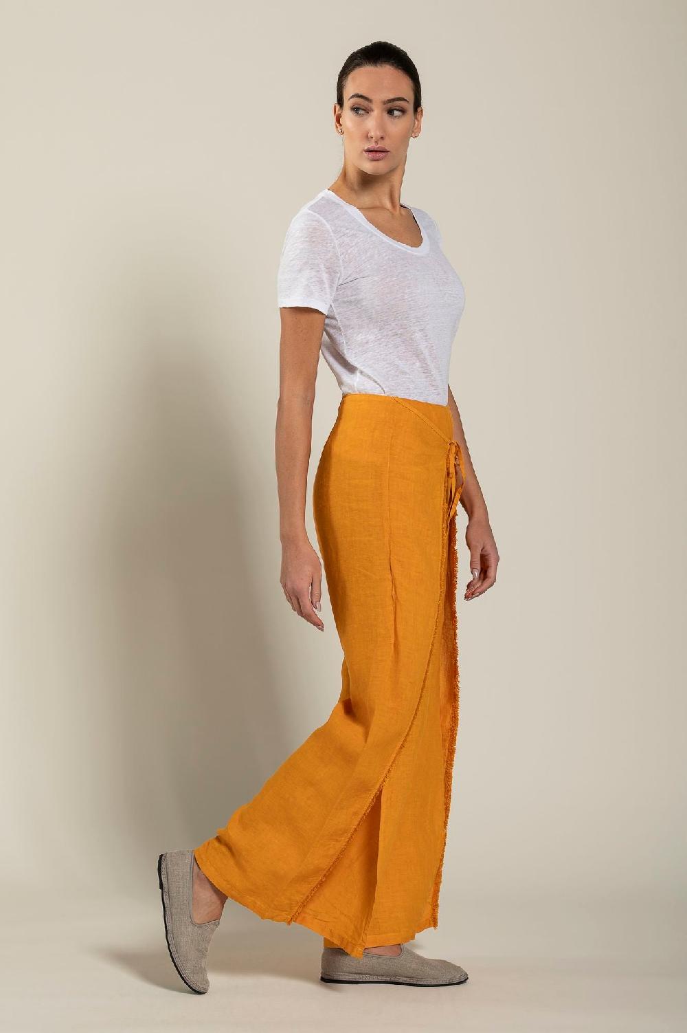 ﻿120% Lino Long Wrap Pant With Drawstring Consegna Veloce