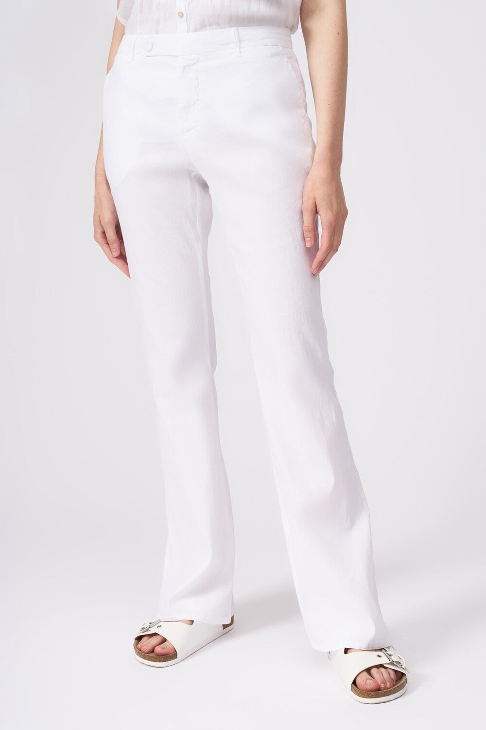 120% Lino Straight Pant With Side Pockets Sconto