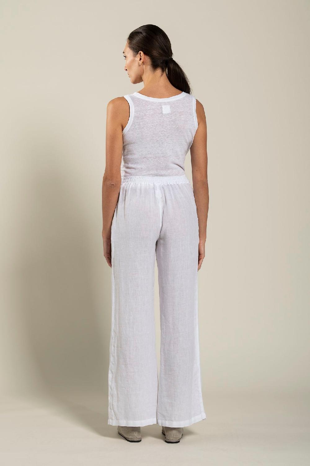 120% Lino High-Waisted Long Pants Economico