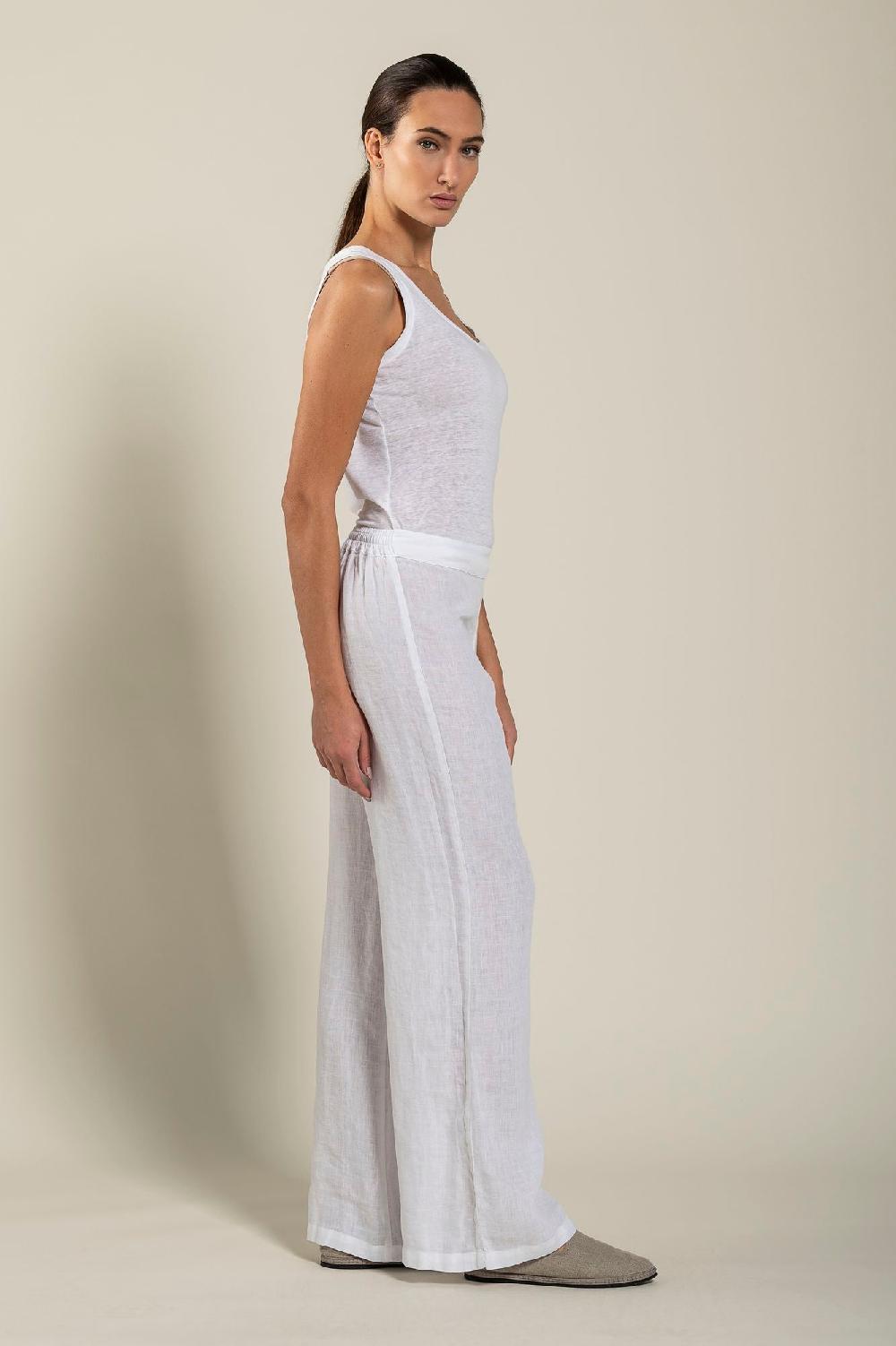 120% Lino High-Waisted Long Pants Economico
