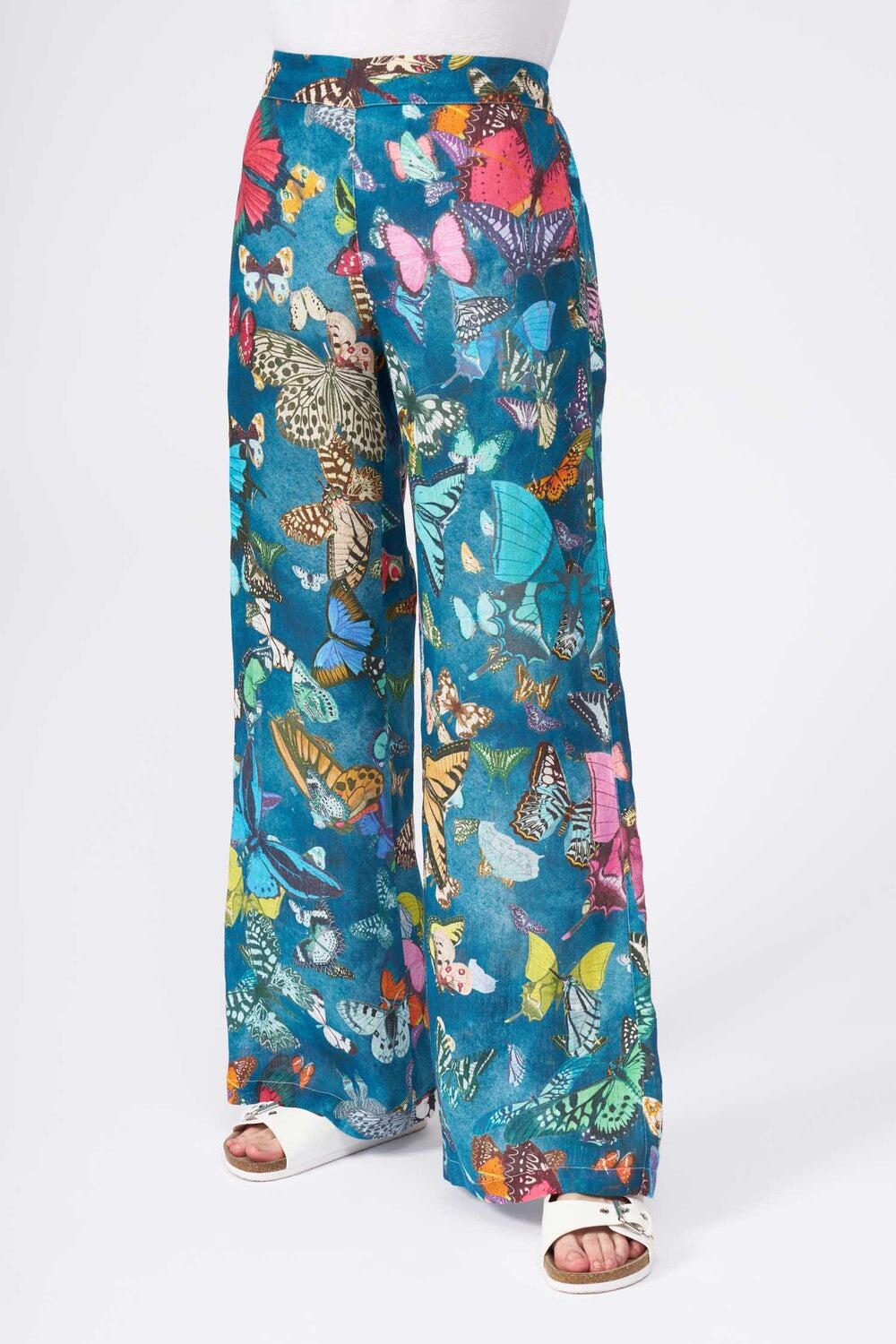 120% Lino Pant With Butterfly Printed Outlet