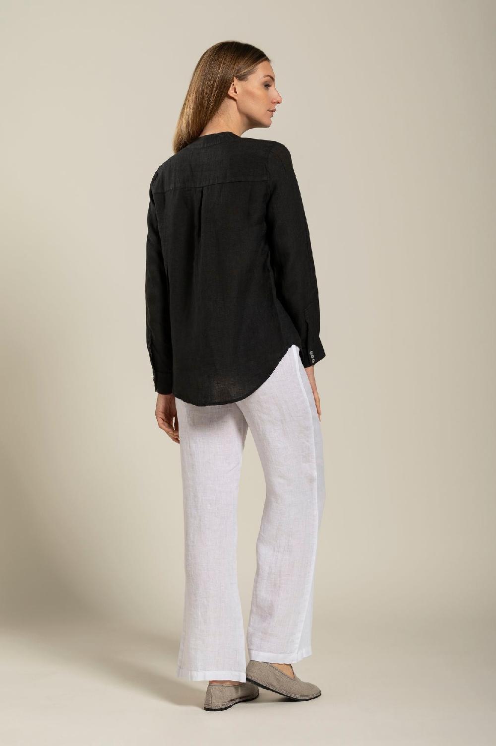120% Lino Long Sleeve Blouse With V-Neck and Sequin Detail Saldi