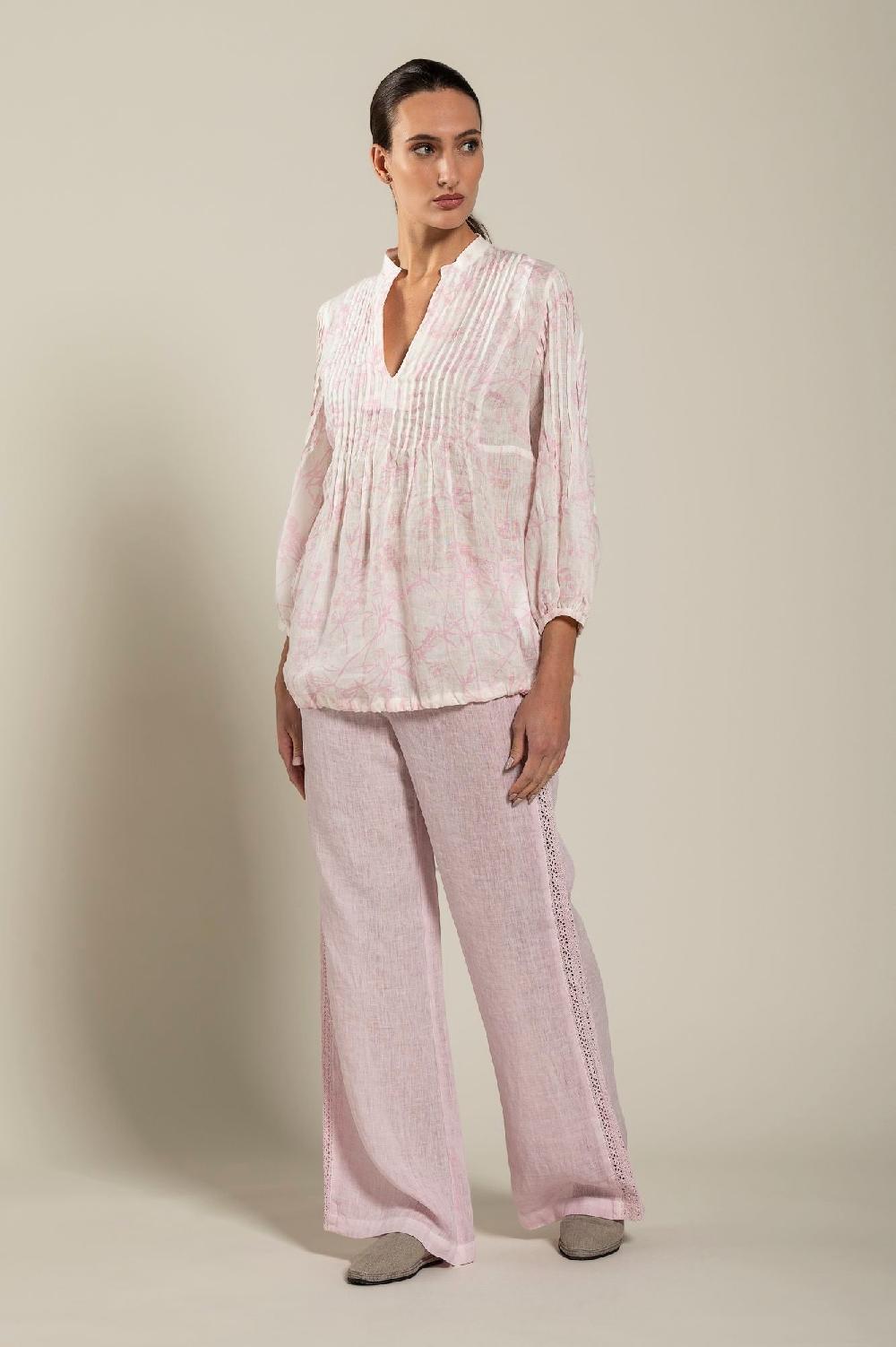 120% Lino Long Sleeve Blouse with Delicate Printed Hotsell