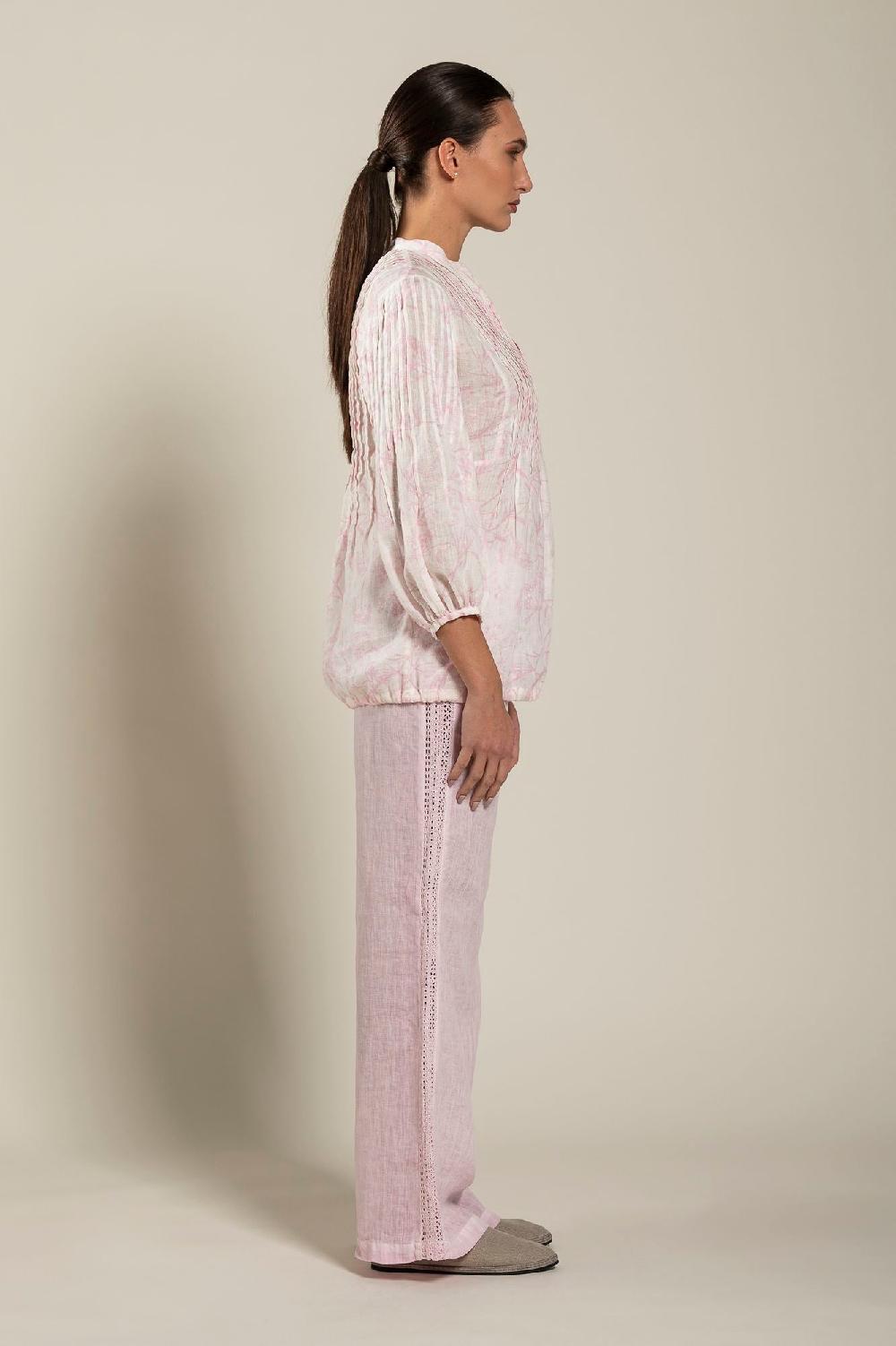 120% Lino Long Sleeve Blouse with Delicate Printed Hotsell