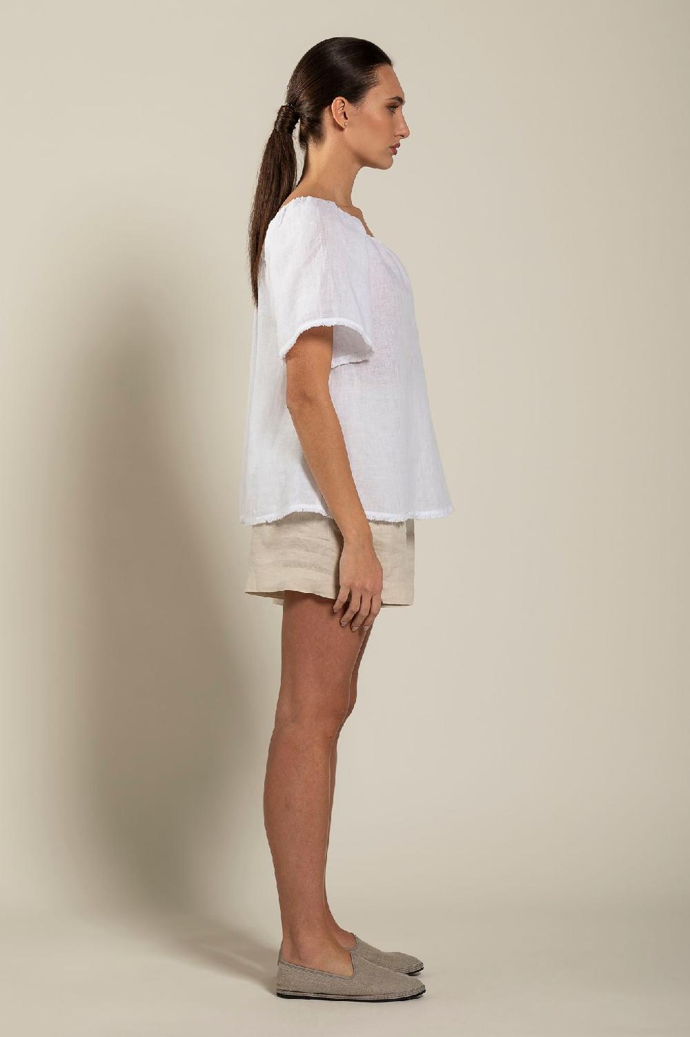 120% Lino Short Sleeve Woman Blouse In Saldo