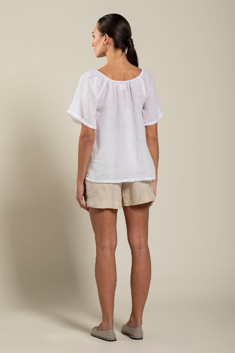 120% Lino Short Sleeve Woman Blouse In Saldo