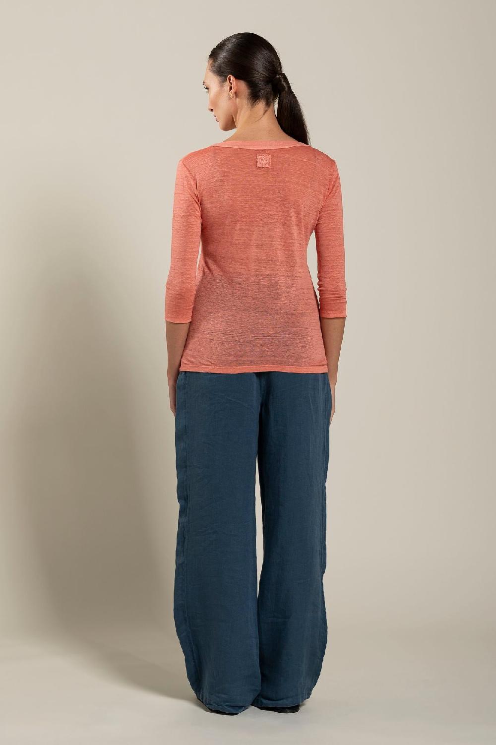 120% Lino Long Sleeve Women T-Shirt Qualità