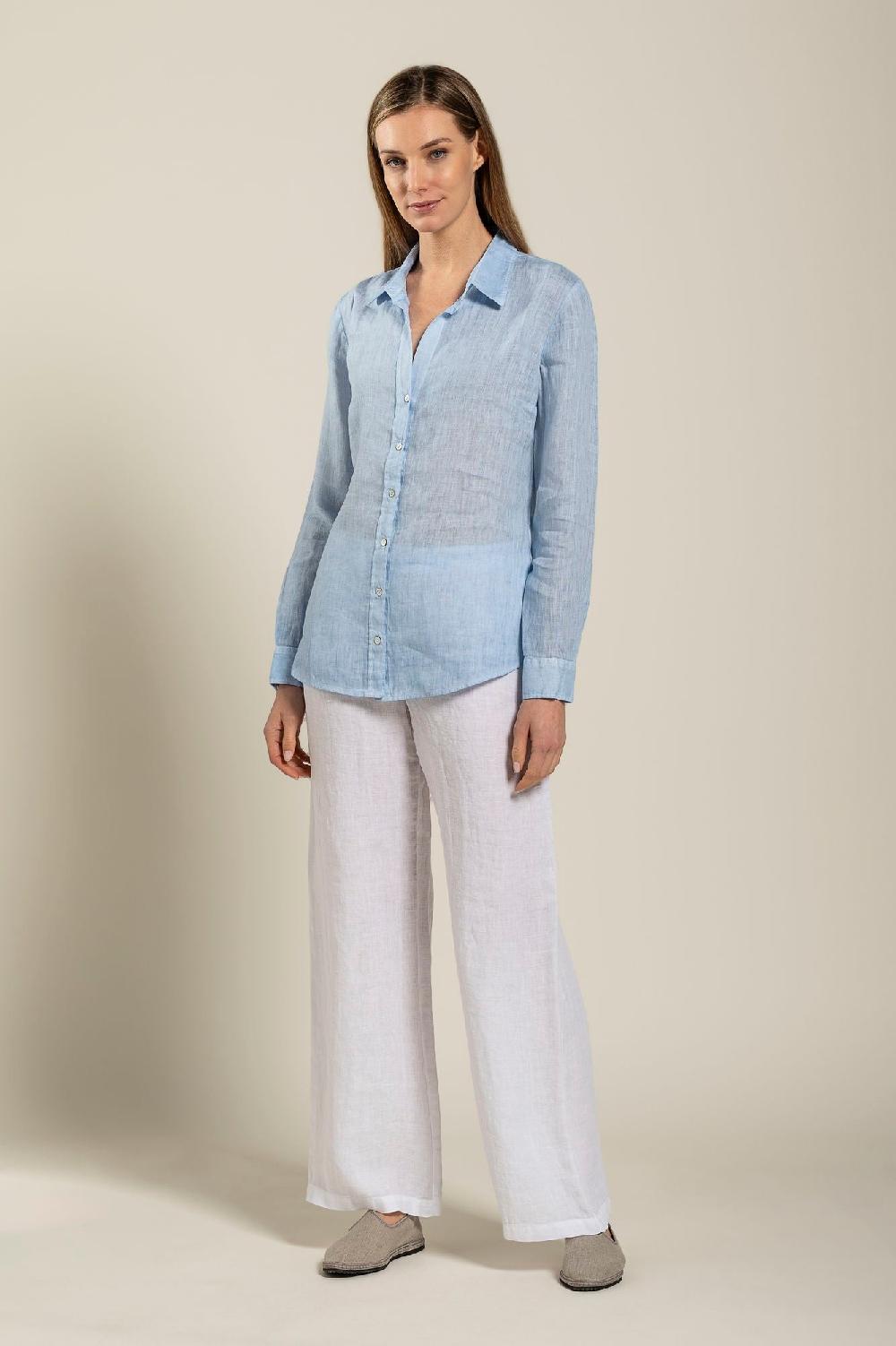 120% Lino Long Sleeve Woman Shirt Promozione