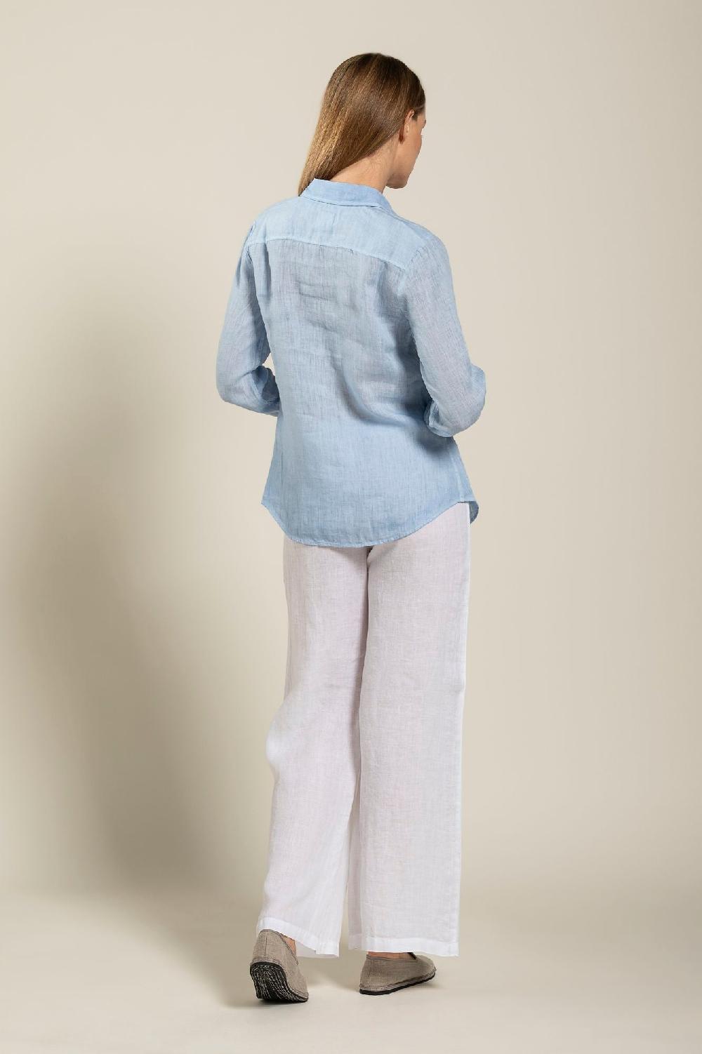 120% Lino Long Sleeve Woman Shirt Promozione