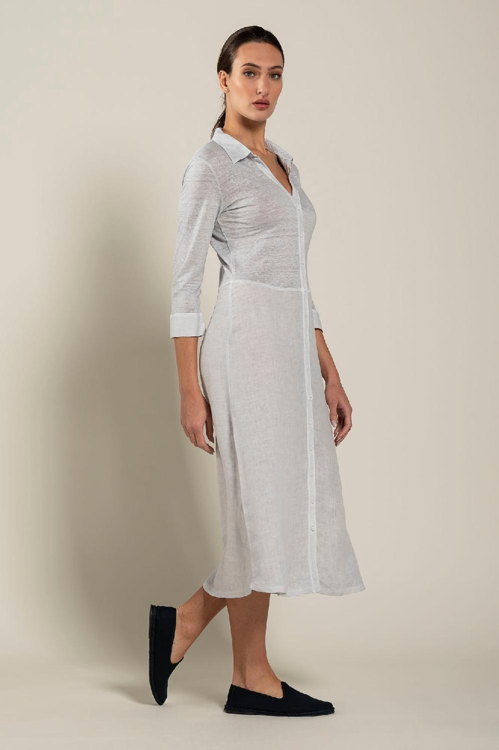 120% Lino Long Sleeve Woman Dress Pezzi Unici