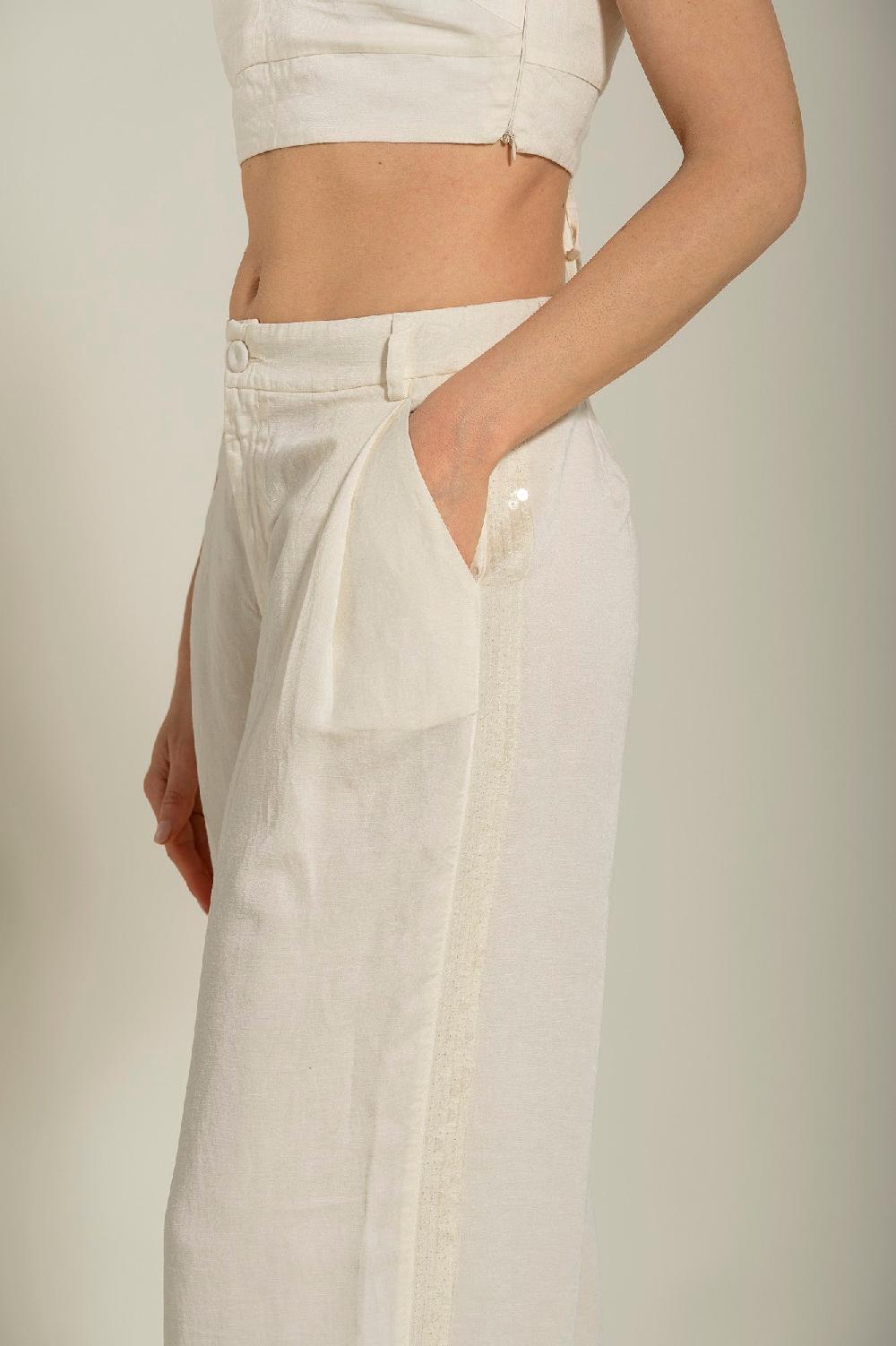 120% Lino Pant with Side Sequin Details Acquista Ora