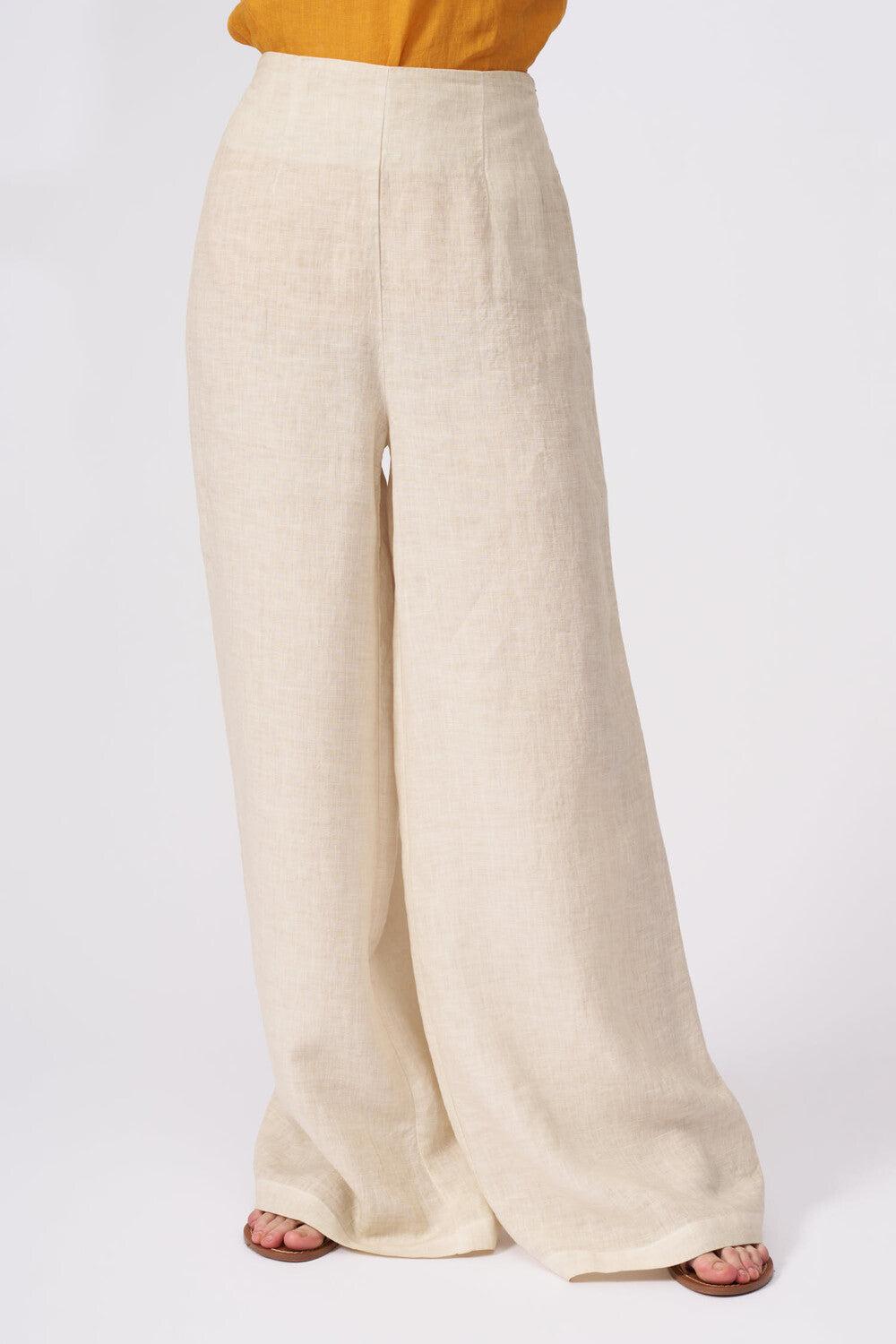 120% Lino High-Waisted Long Pant With Wide Leg Promozione Limitata