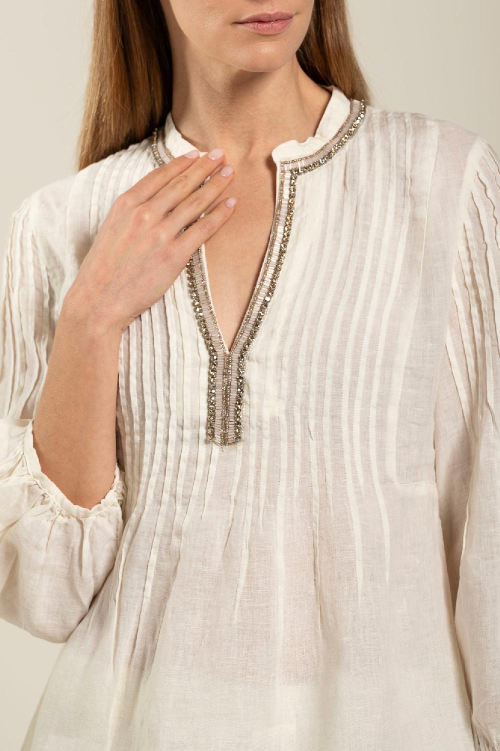 120% Lino Long Sleeve Blouse With Sequin Detail Fino Al -60%
