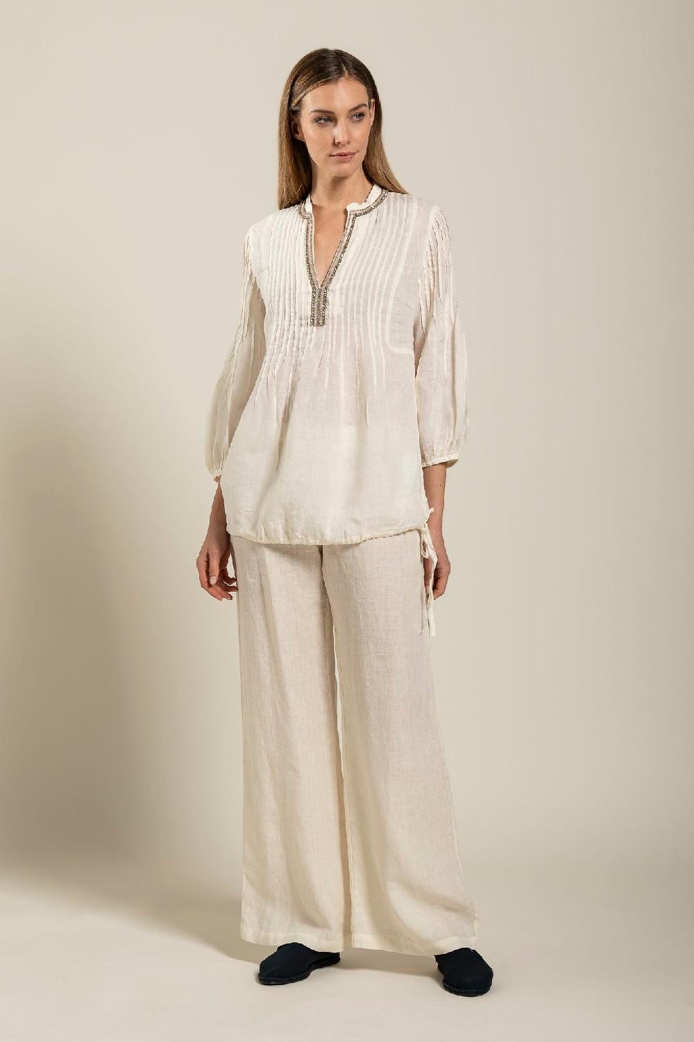 120% Lino Long Sleeve Blouse With Sequin Detail Fino Al -60%