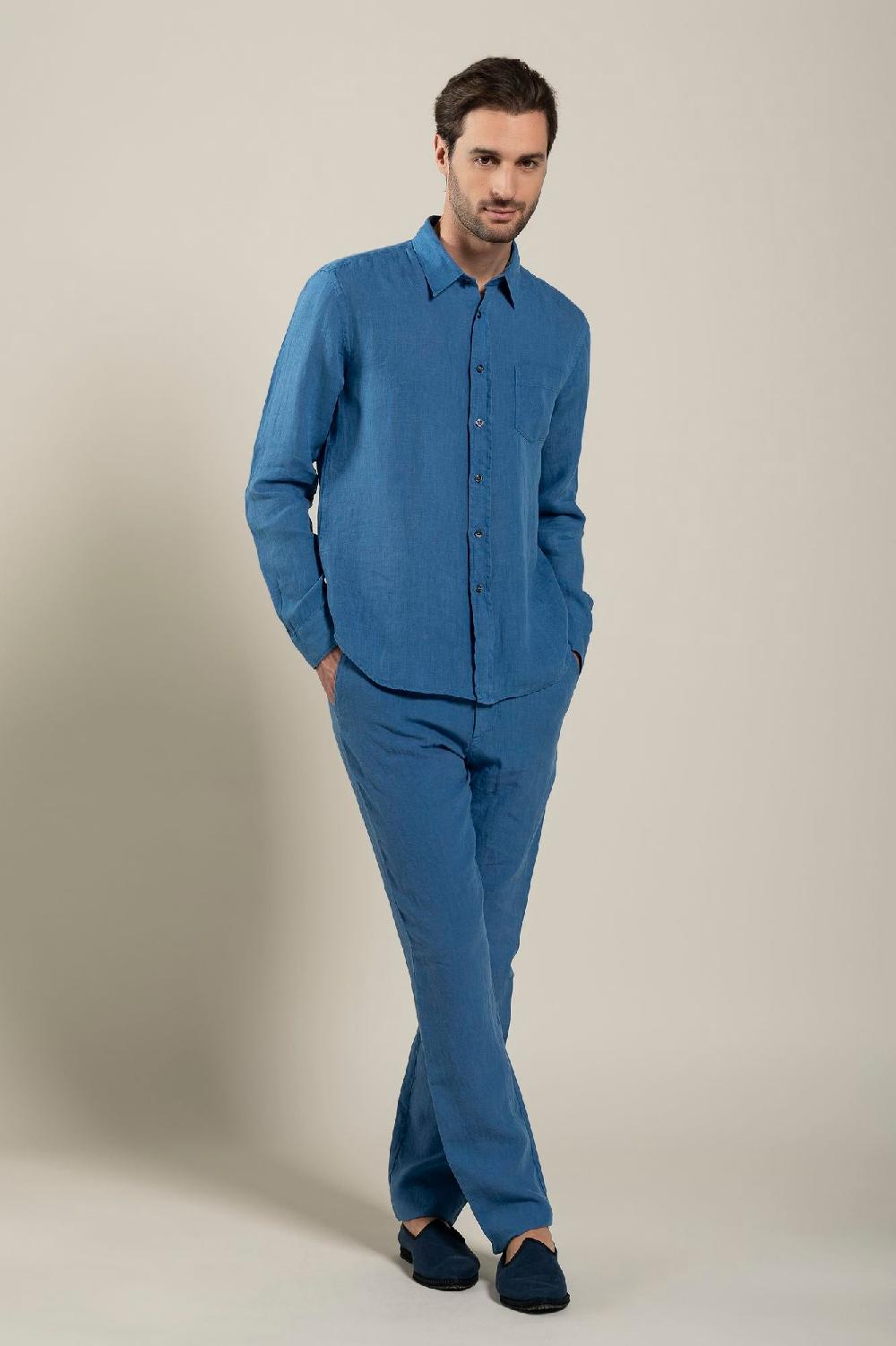 120% Lino Long Sleeve Regular Fit Man Shirt With Patch Pocket Convenienza