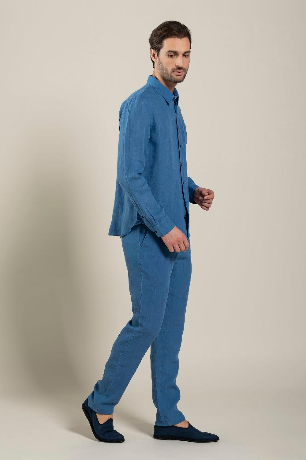120% Lino Long Sleeve Regular Fit Man Shirt With Patch Pocket Convenienza