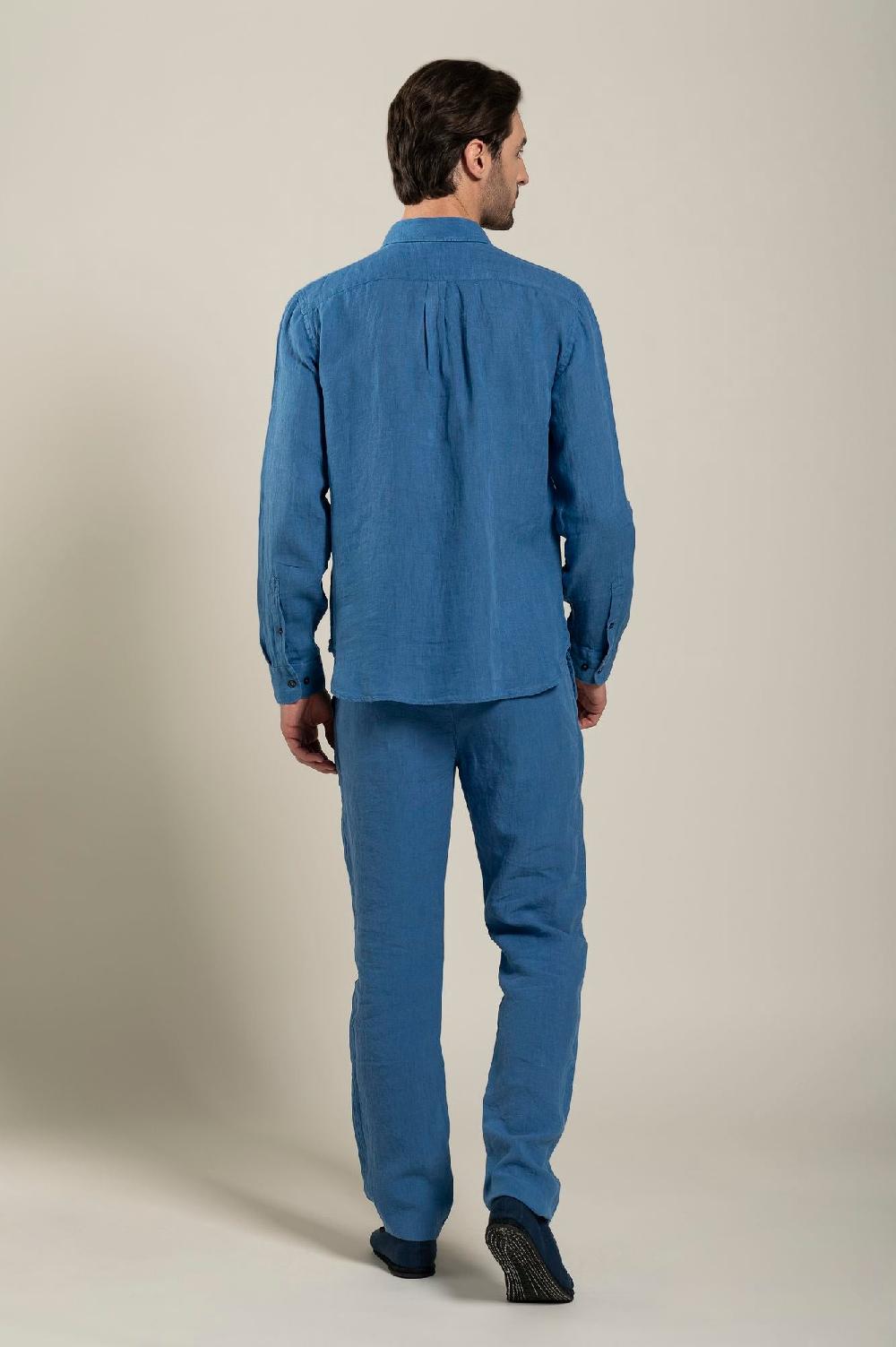 120% Lino Long Sleeve Regular Fit Man Shirt With Patch Pocket Convenienza