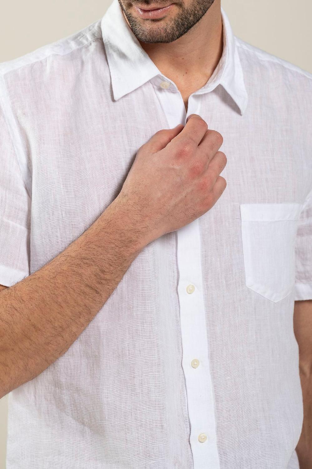 120% Lino Short Sleeve Regular Fit Man Shirt With Pocket Sconto