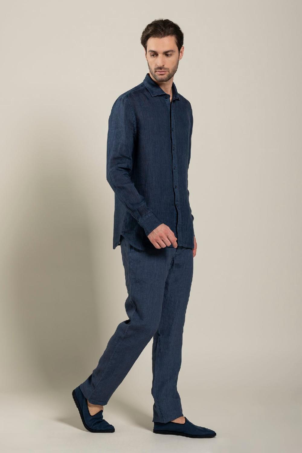 120% Lino Long Sleeve Man Classic Shirt Outlet