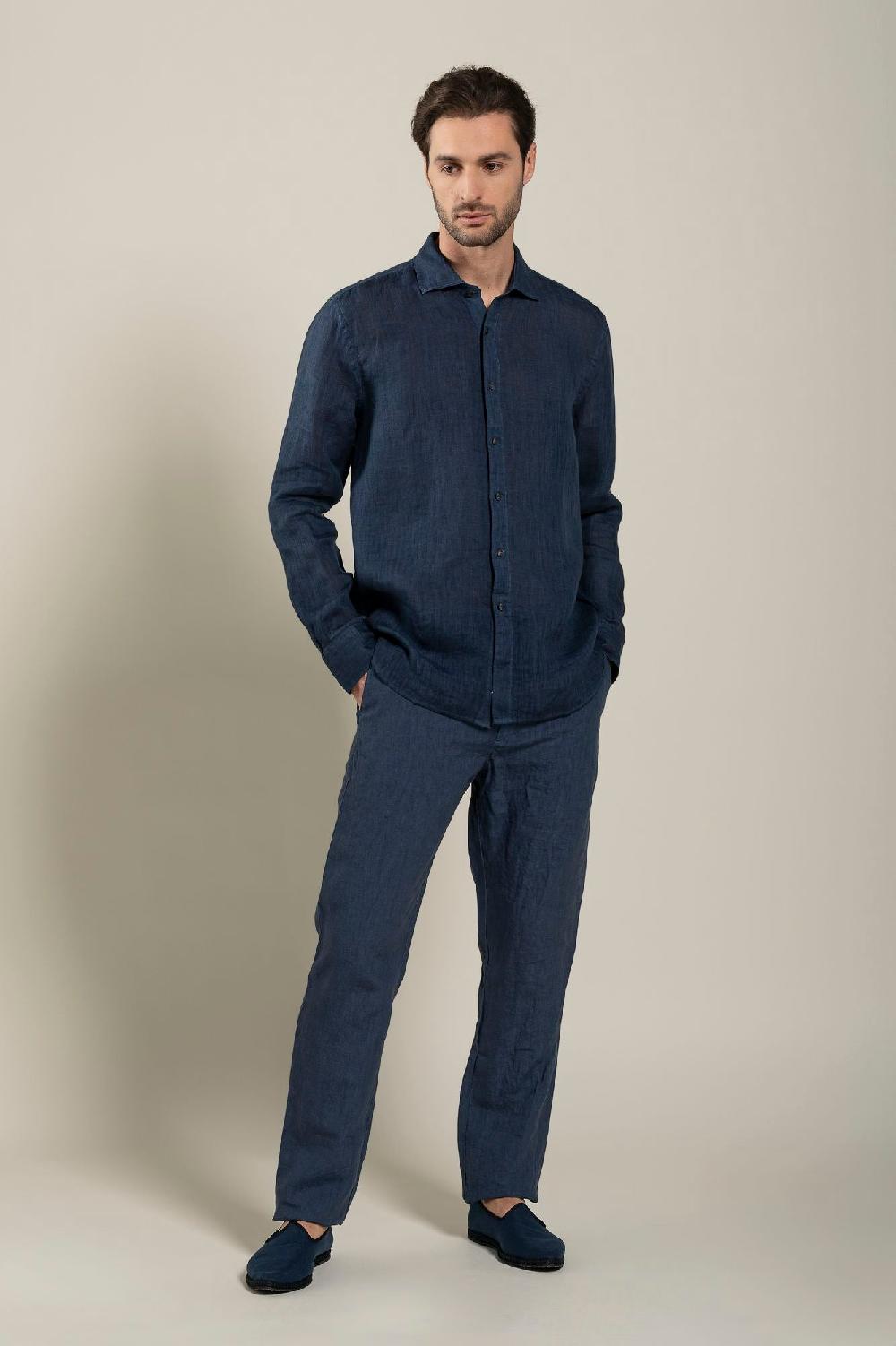 120% Lino Long Sleeve Man Classic Shirt Outlet