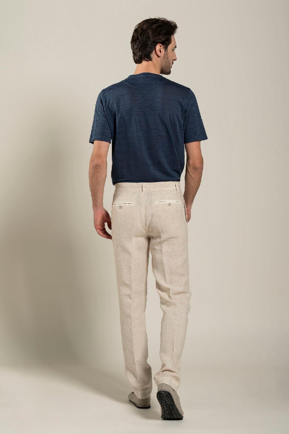 120% Lino Man Melange Chino Pant In Vendita