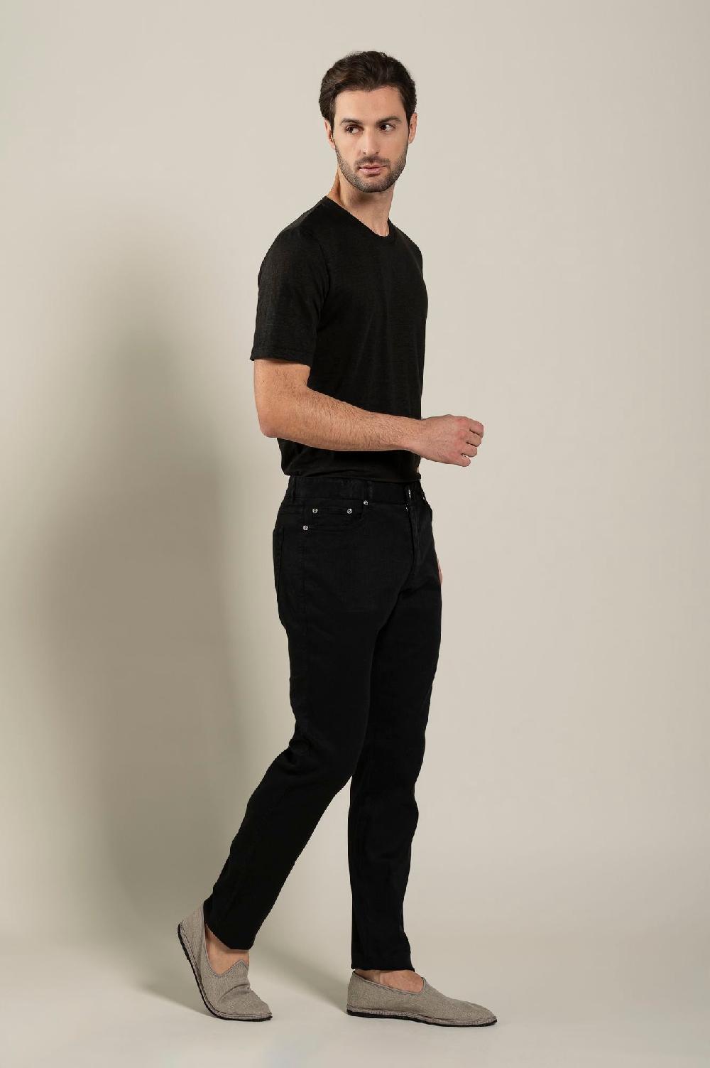 120% Lino 5 Pocket Slim Fit Pants Vendita Calda