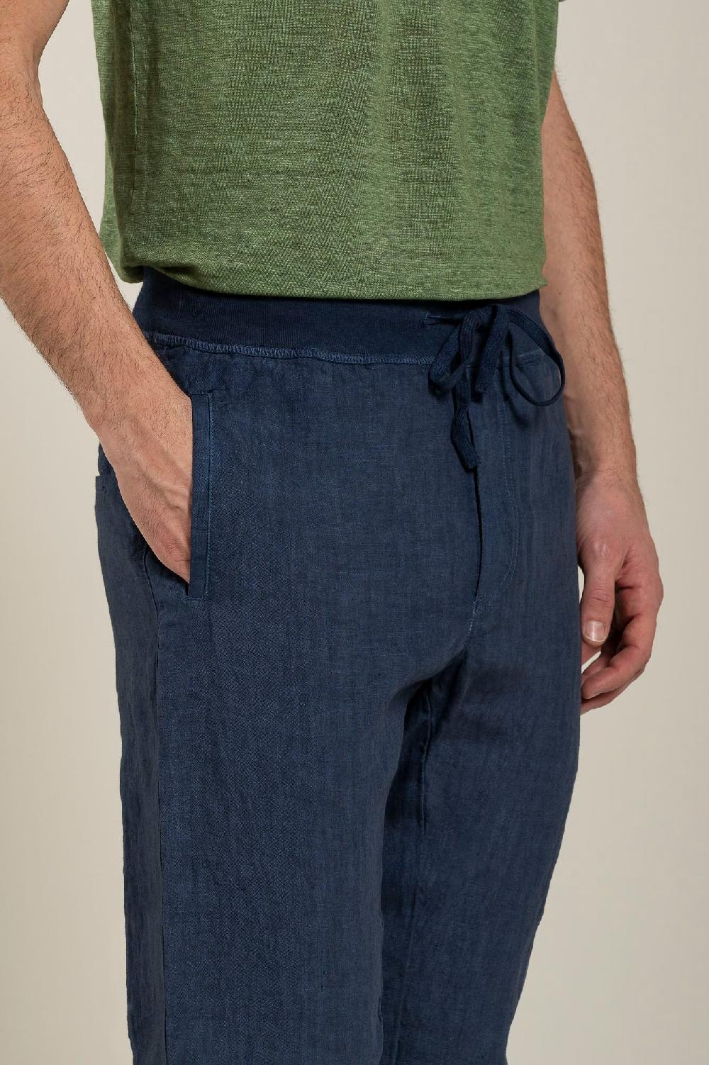 120% Lino Man Melange Drawstring Pant Saldi Di Fabbrica