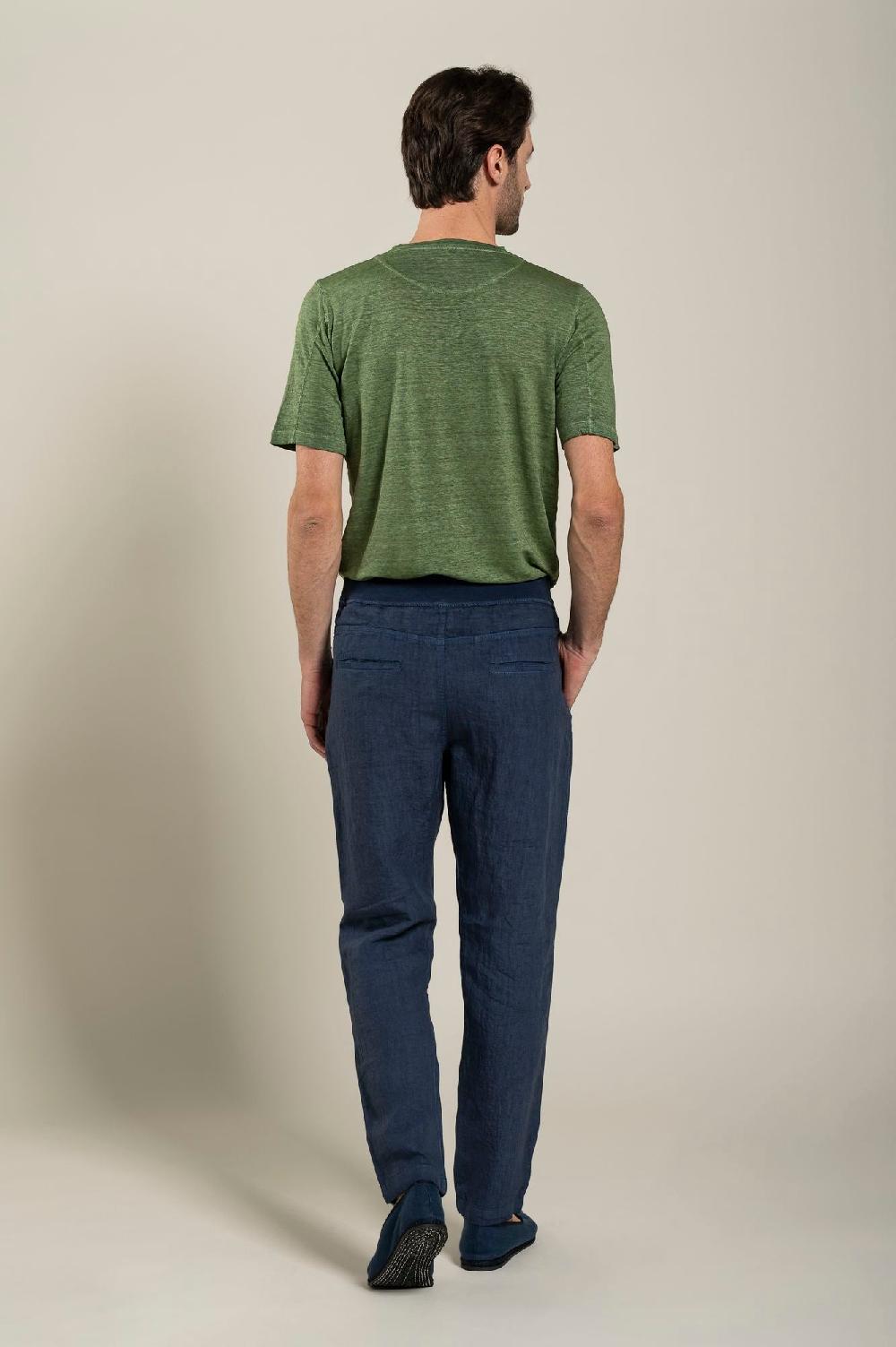 120% Lino Man Melange Drawstring Pant Saldi Di Fabbrica