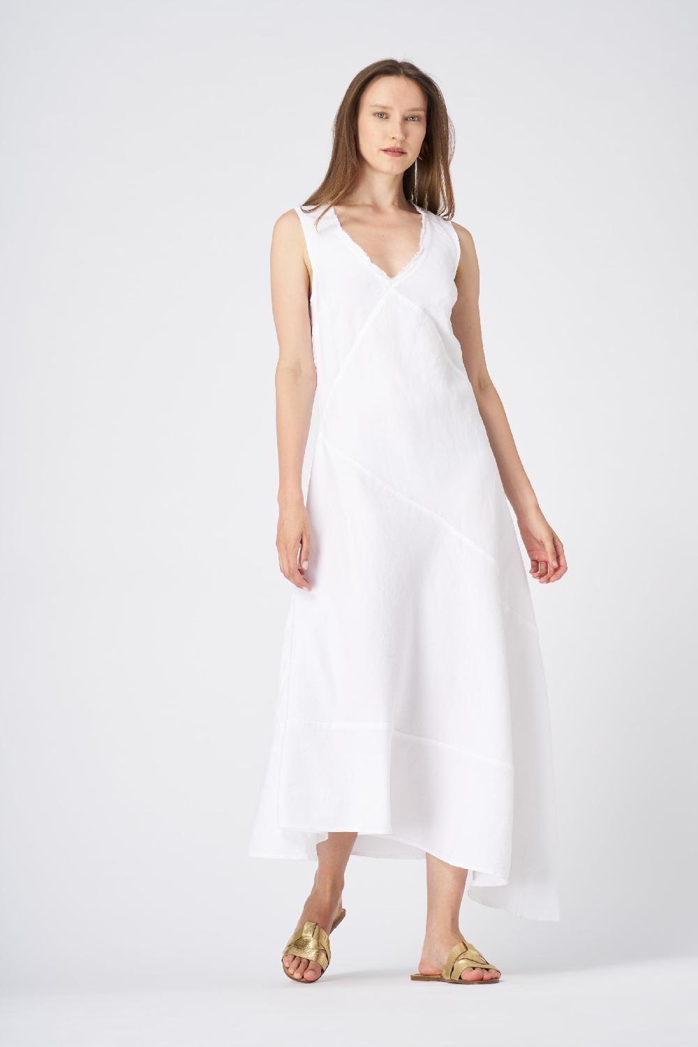 120% Lino Asymmetrical Hem Linen Maxi Dress I Più Venduti