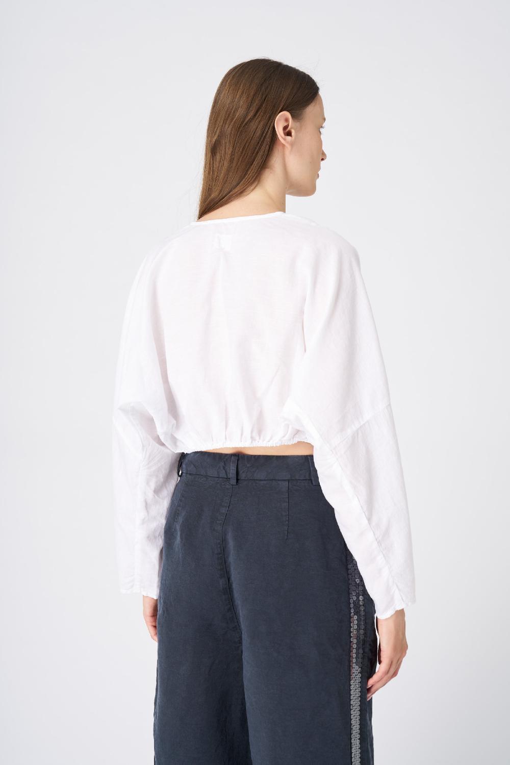120% Lino Cropped Button-Down Linen Shirt Negozio