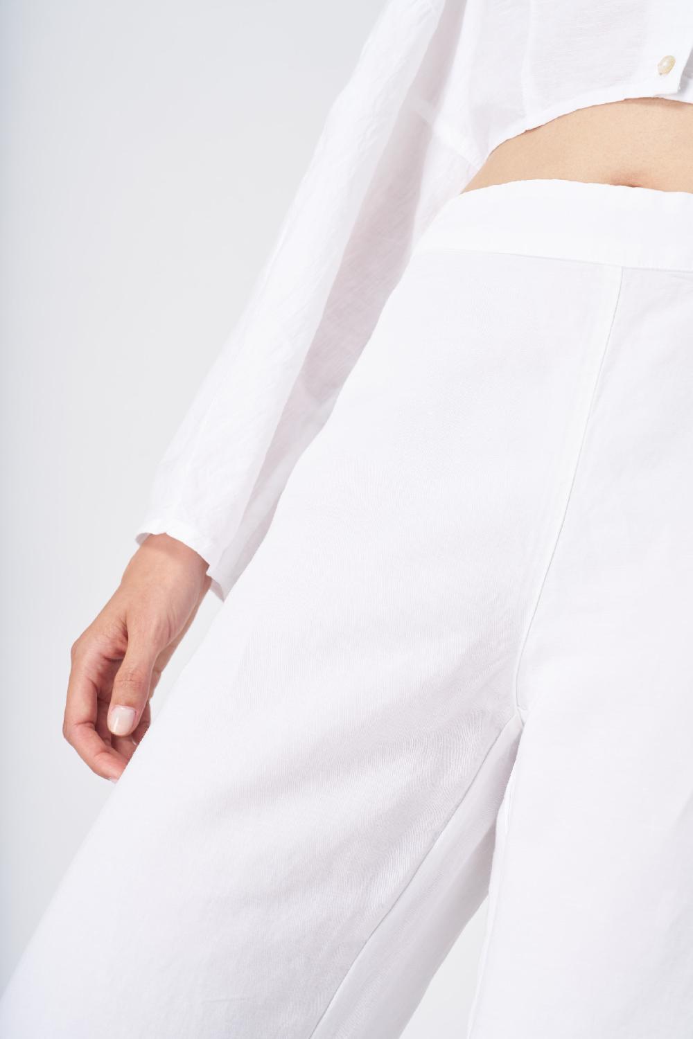 120% Lino Wide-Leg High-Waisted Linen Pants Italia