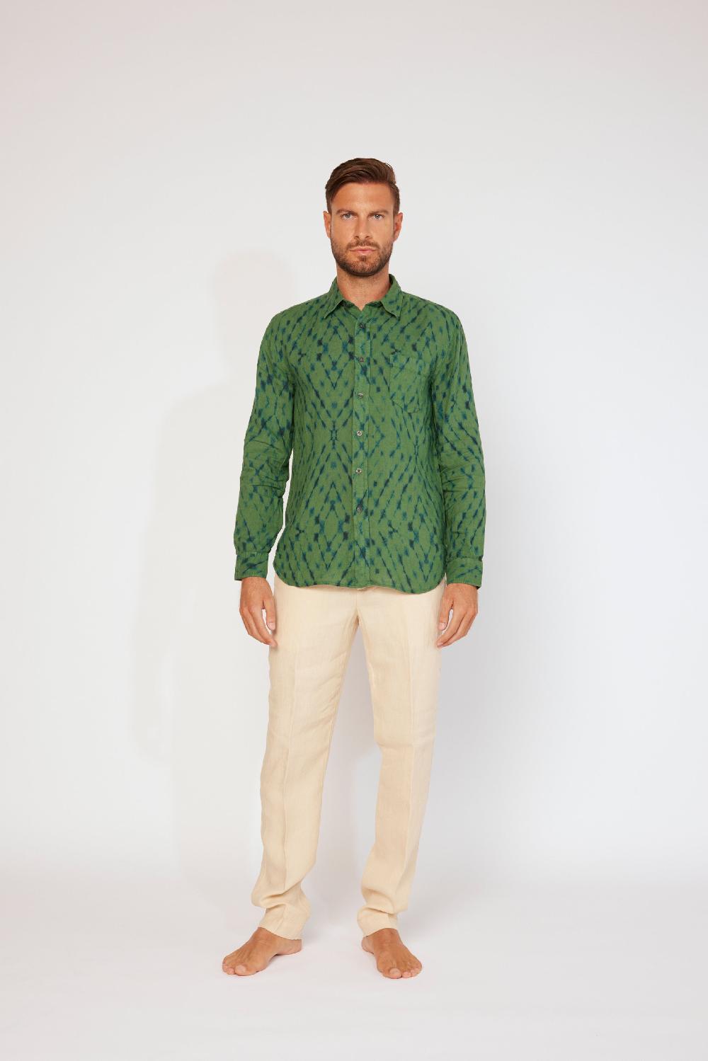 120% Lino Long Sleeve Slim Fit Shirt In Linea