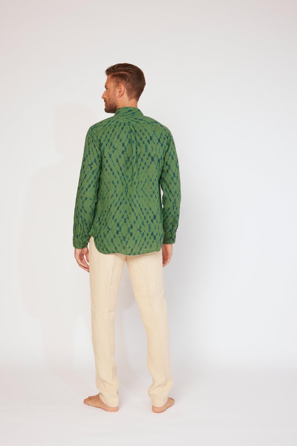 120% Lino Long Sleeve Slim Fit Shirt In Linea
