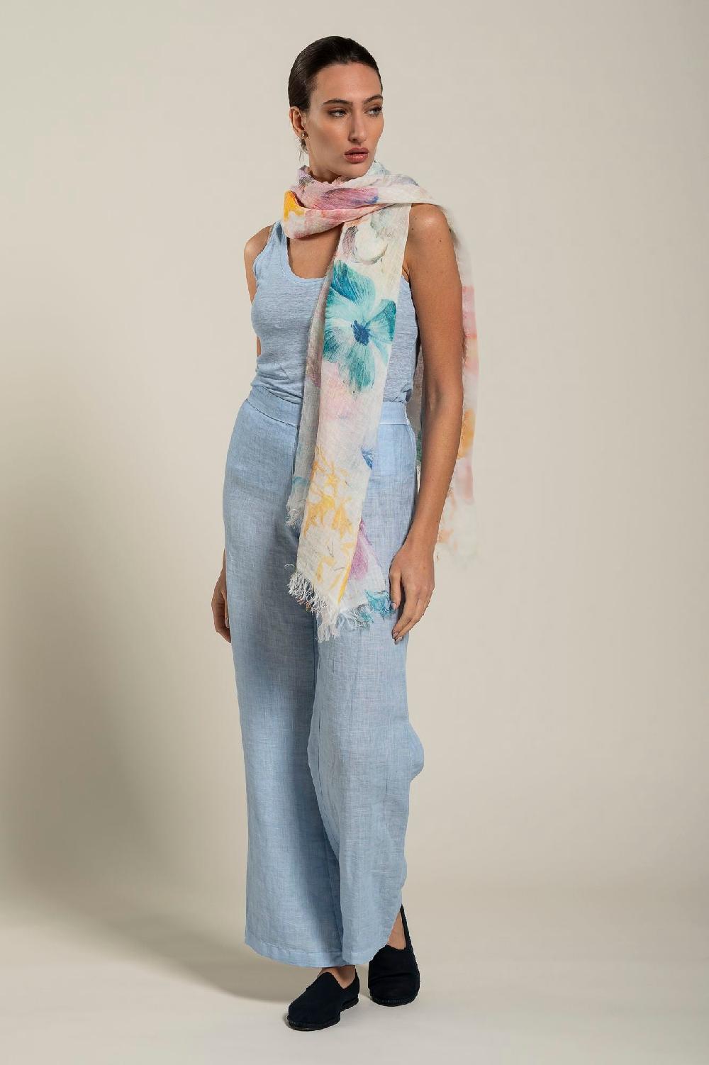 120% Lino Floral Print Scarf Acquista Ora