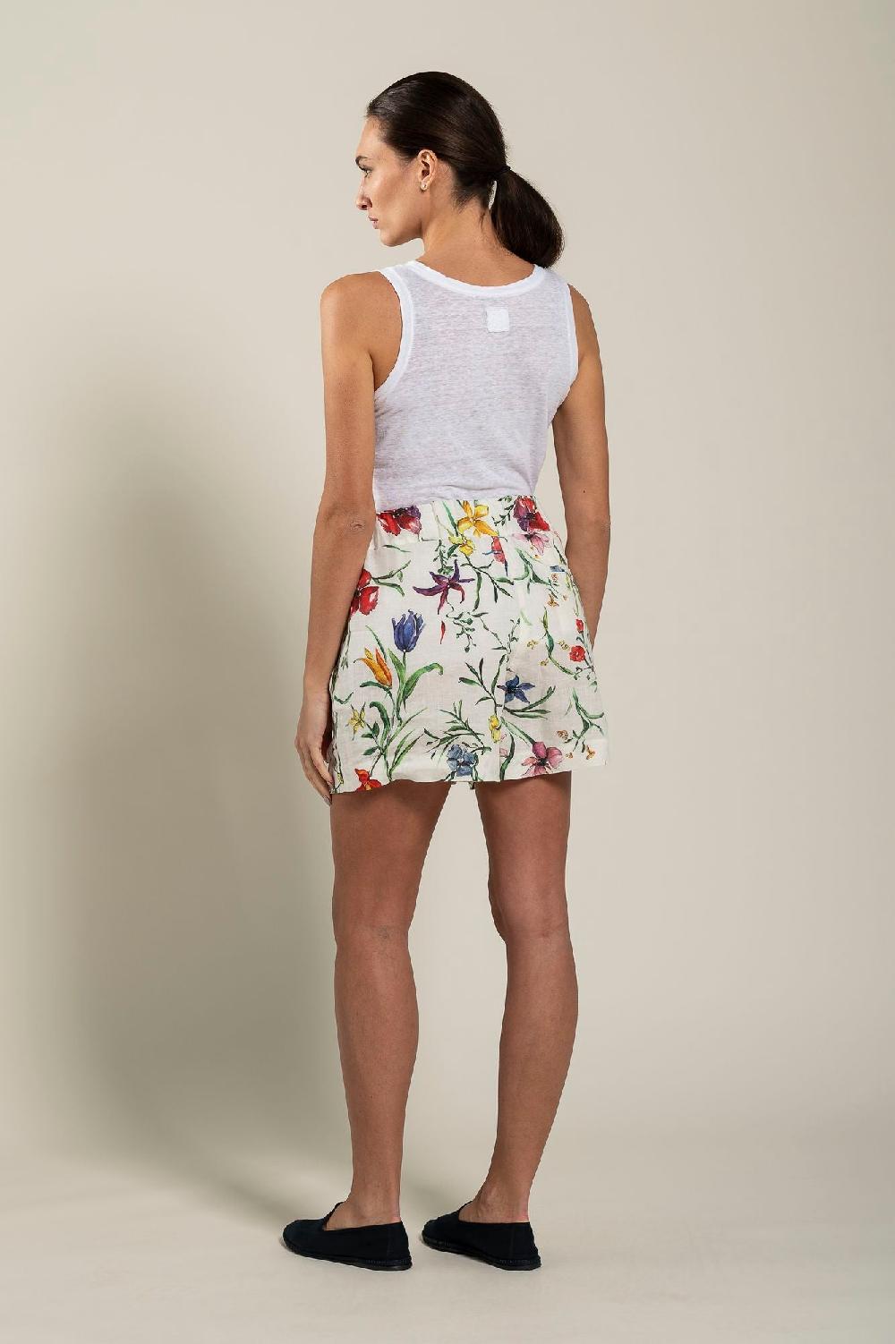 120% Lino Woman Provance Print Short Consegna Veloce