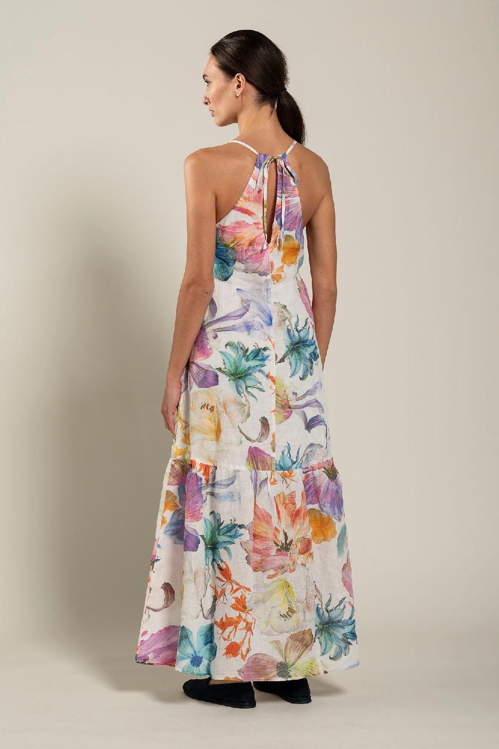120% Lino Floral Print Maxi Dress Fino Al -60%