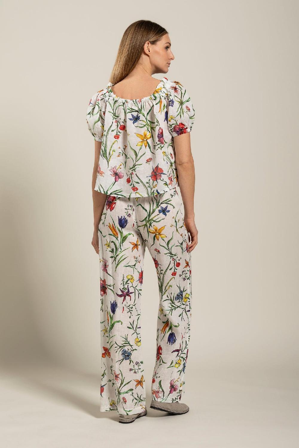 120% Lino Woman Provance Print Blouse Prezzo Ridotto