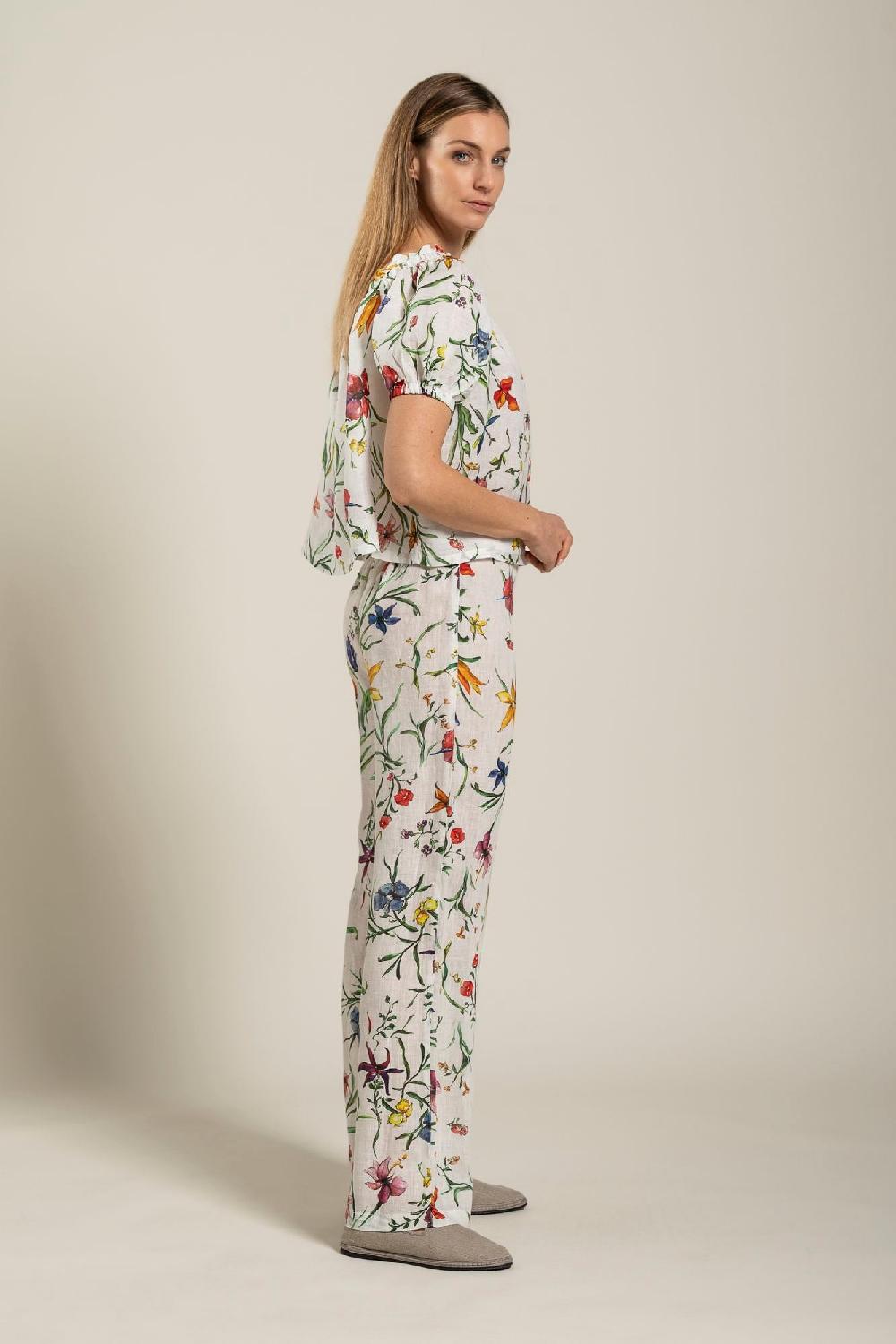 120% Lino Woman Provance Print Blouse Prezzo Ridotto