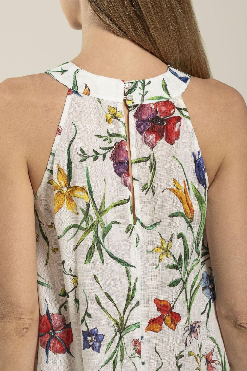 120% Lino Provance Print Maxi Dress Convenienza