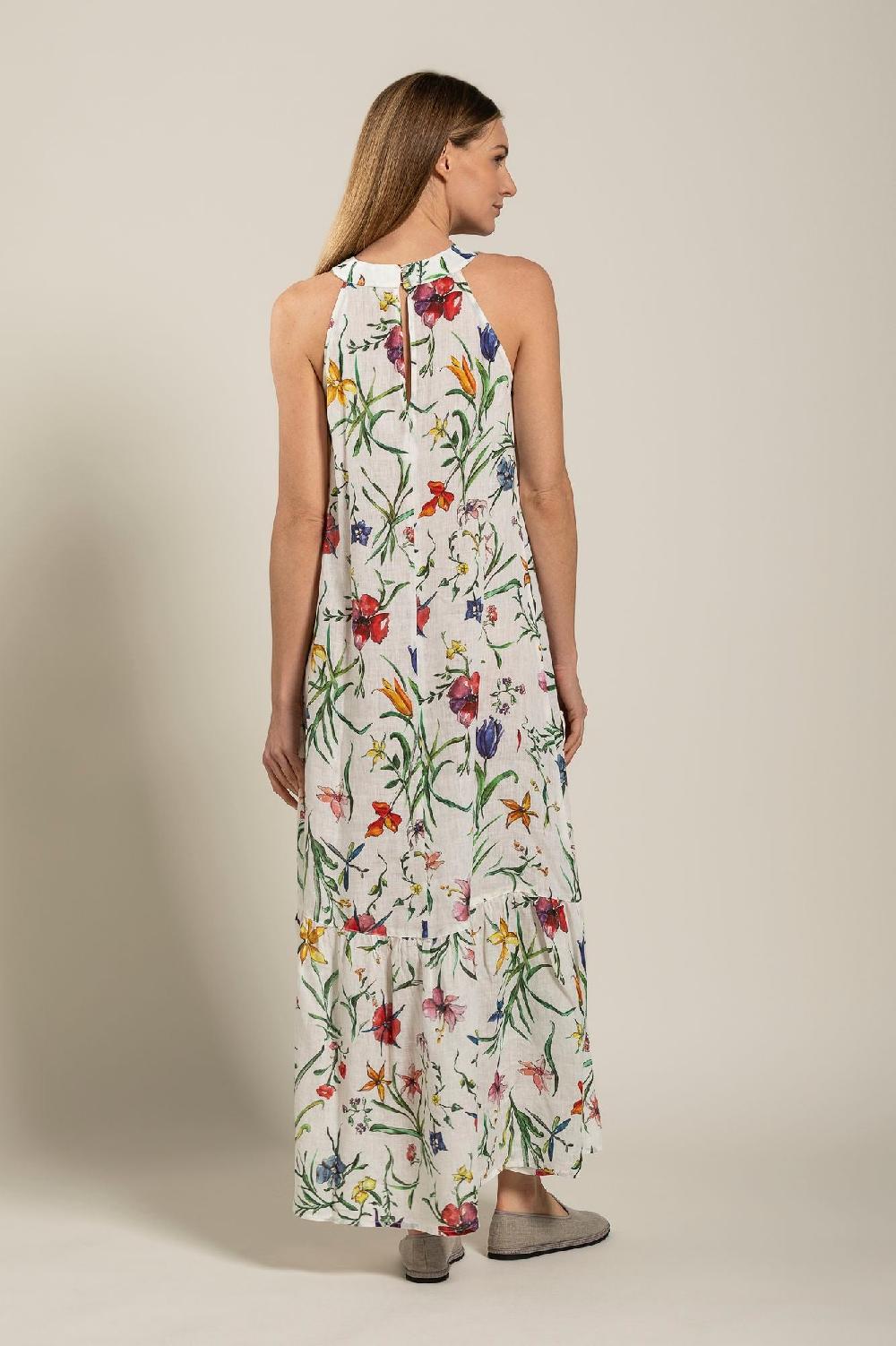 120% Lino Provance Print Maxi Dress Convenienza
