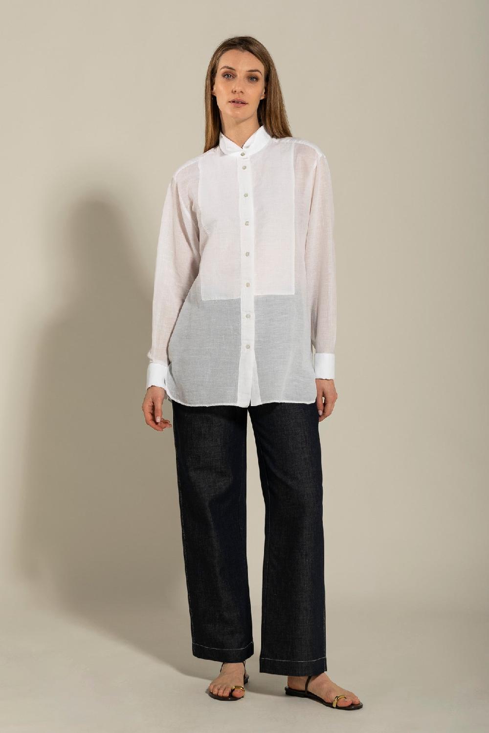 120% Lino Long Sleeve Shirt with Front Appliqué Online