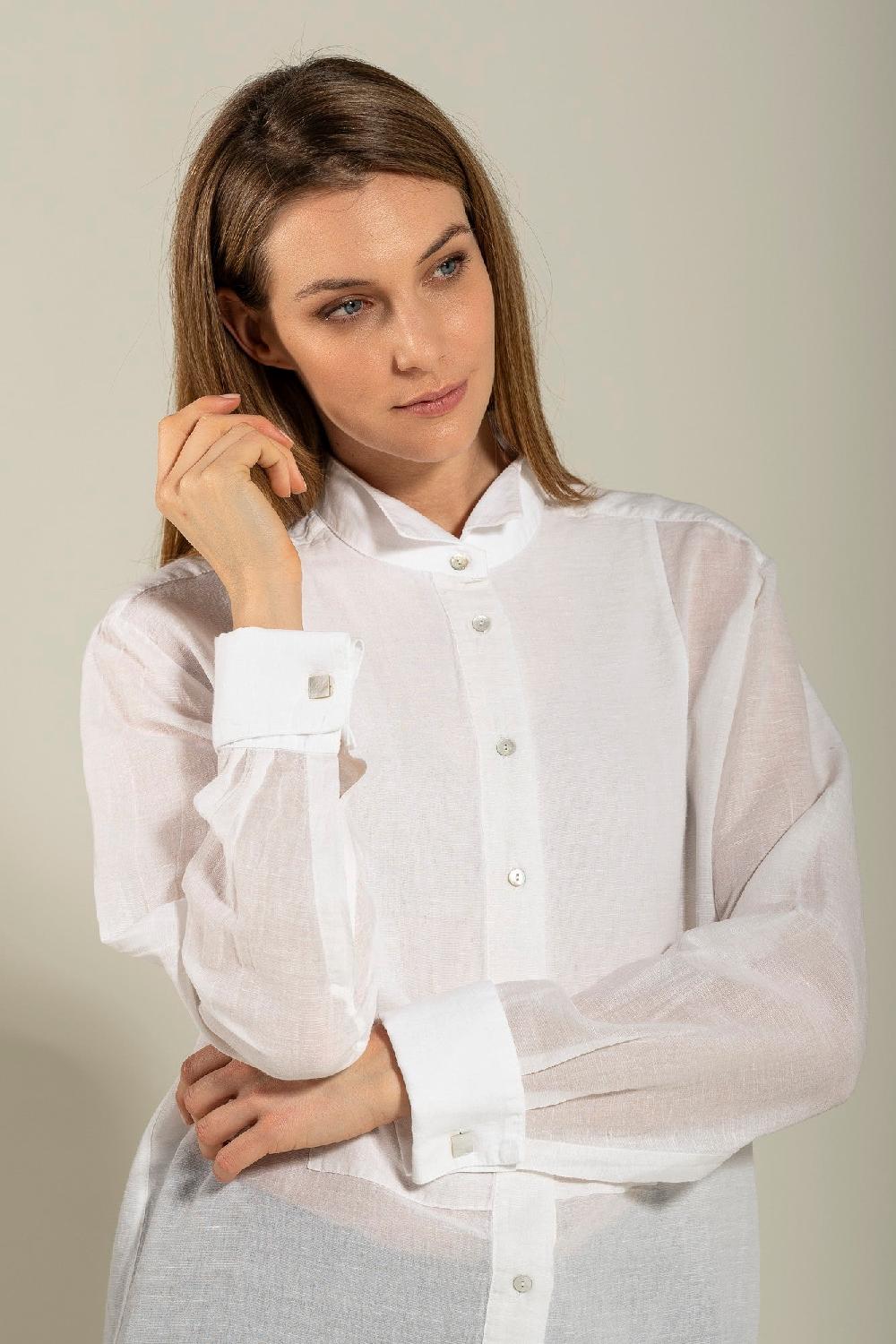 120% Lino Long Sleeve Shirt with Front Appliqué Online