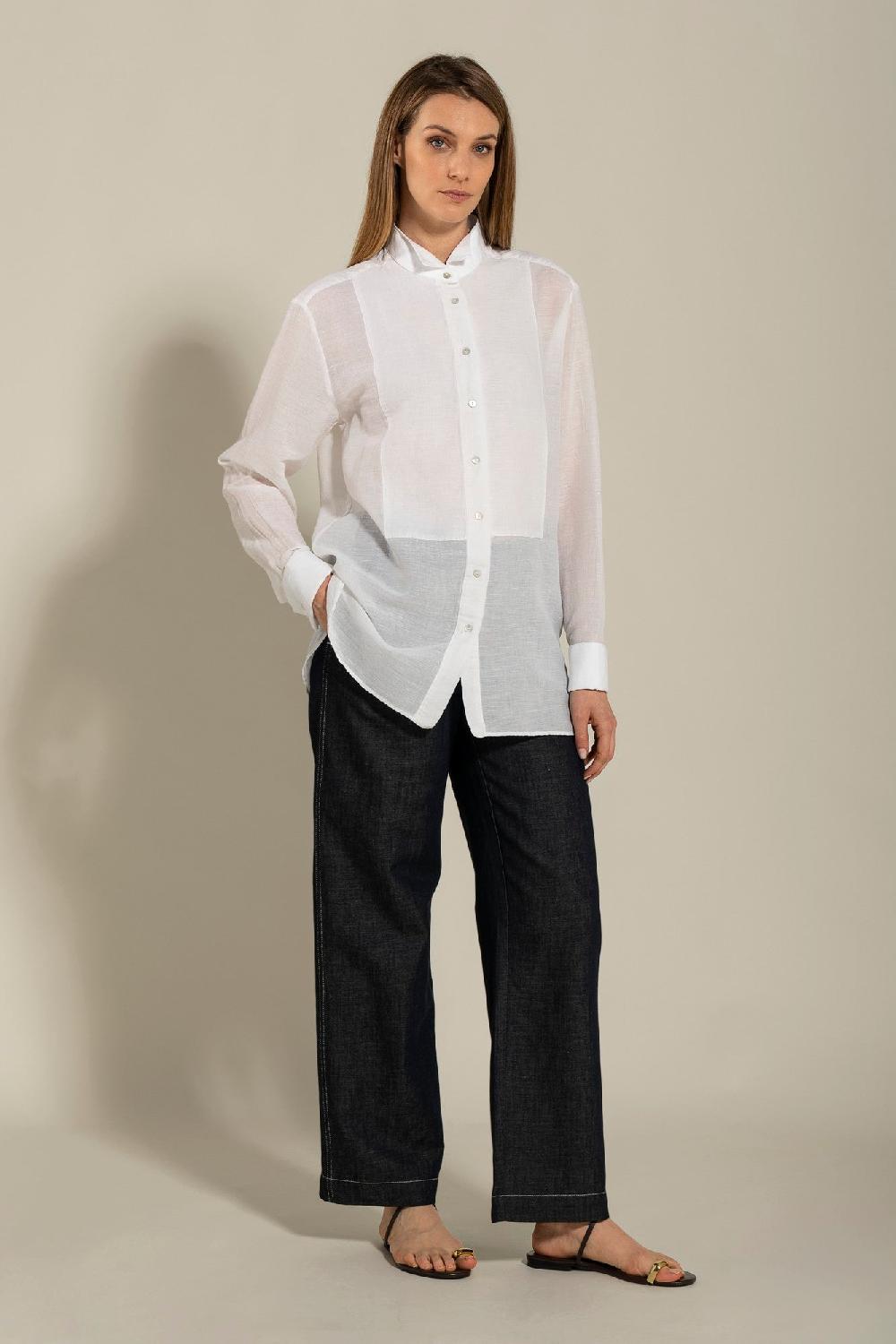 120% Lino Long Sleeve Shirt with Front Appliqué Online