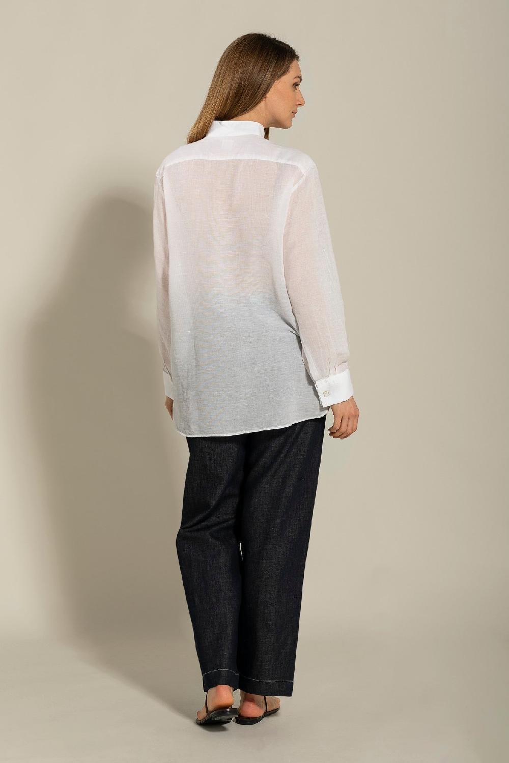 120% Lino Long Sleeve Shirt with Front Appliqué Online