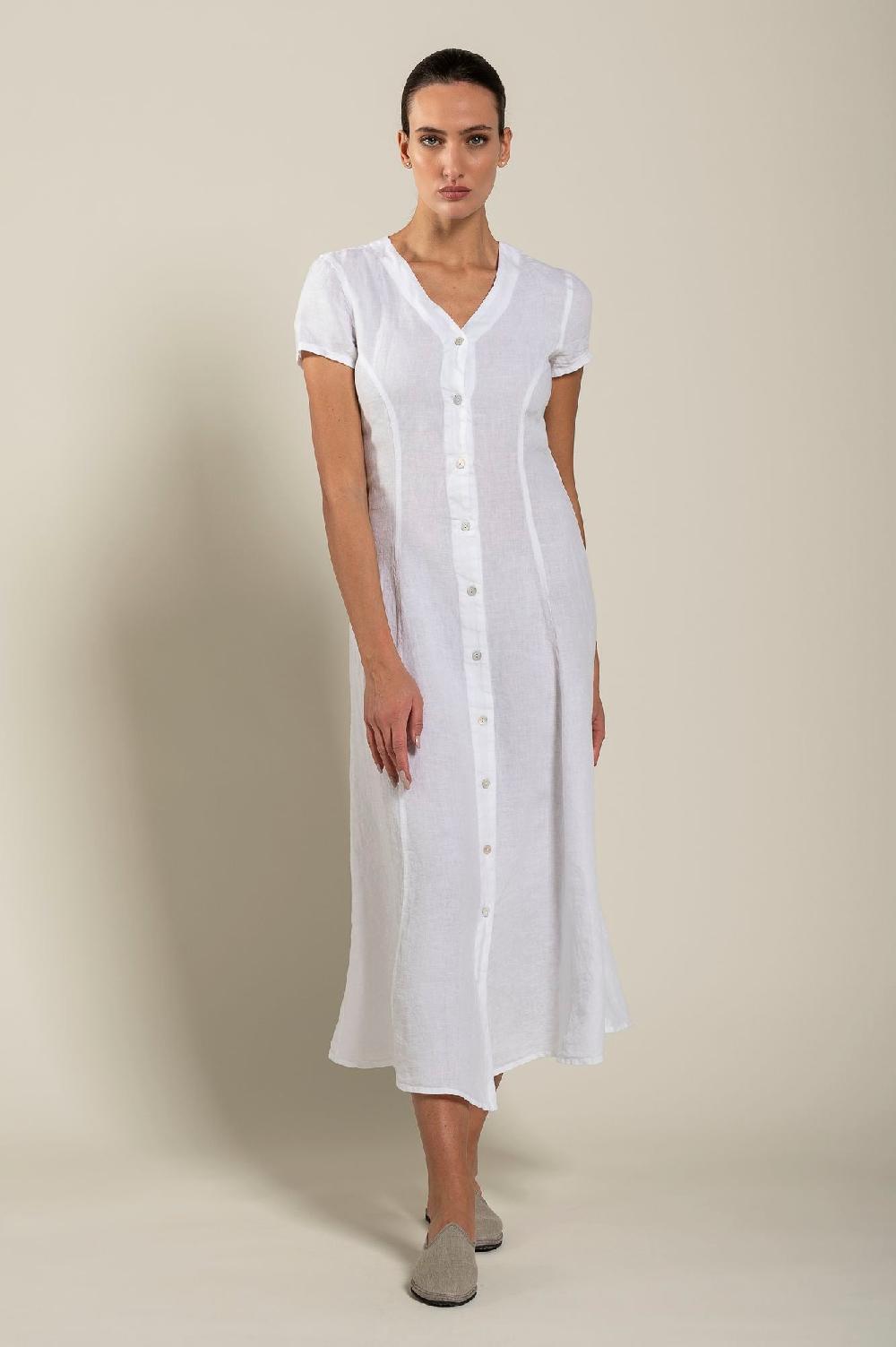 120% Lino Button Down Dress In Vendita
