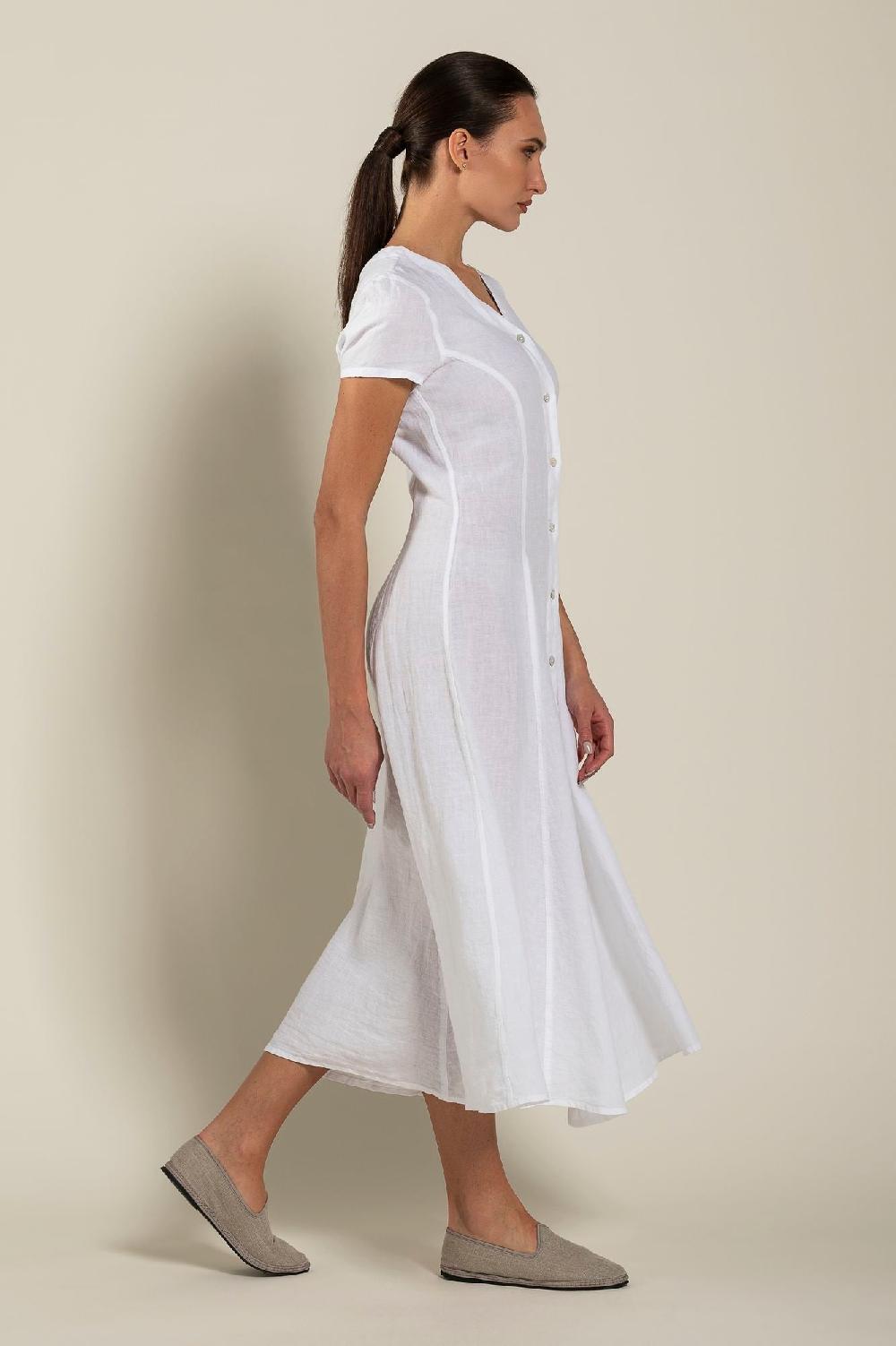 120% Lino Button Down Dress In Vendita