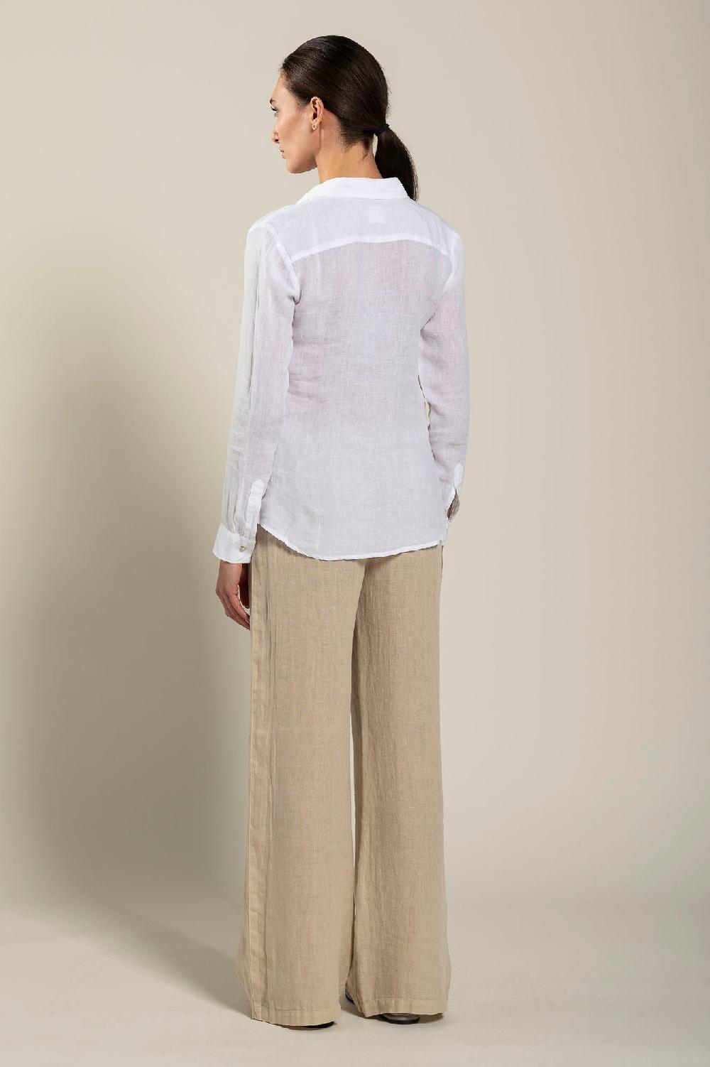 120% Lino Long Sleeve Regular Fit Woman Shirt Saldi Di Fabbrica