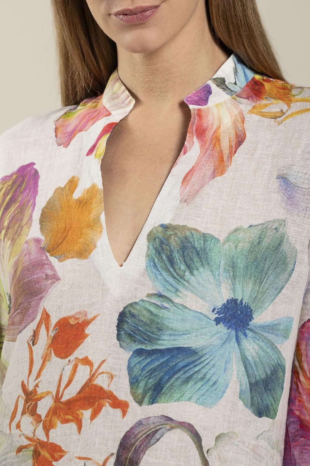 120% Lino Floral Print Kaftano Vendite Flash